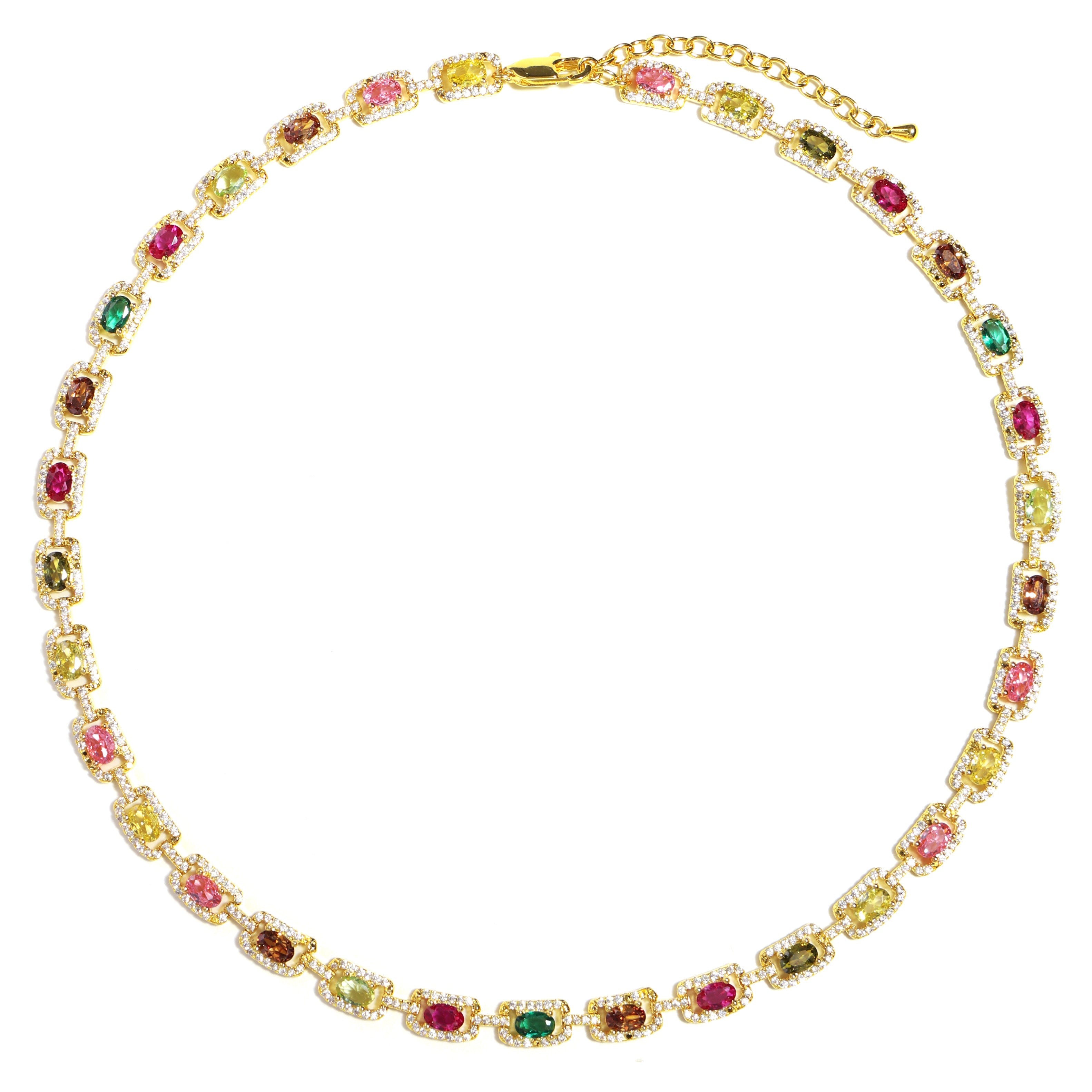 Prism Square-Cut Tourmaline Gemstone Necklace