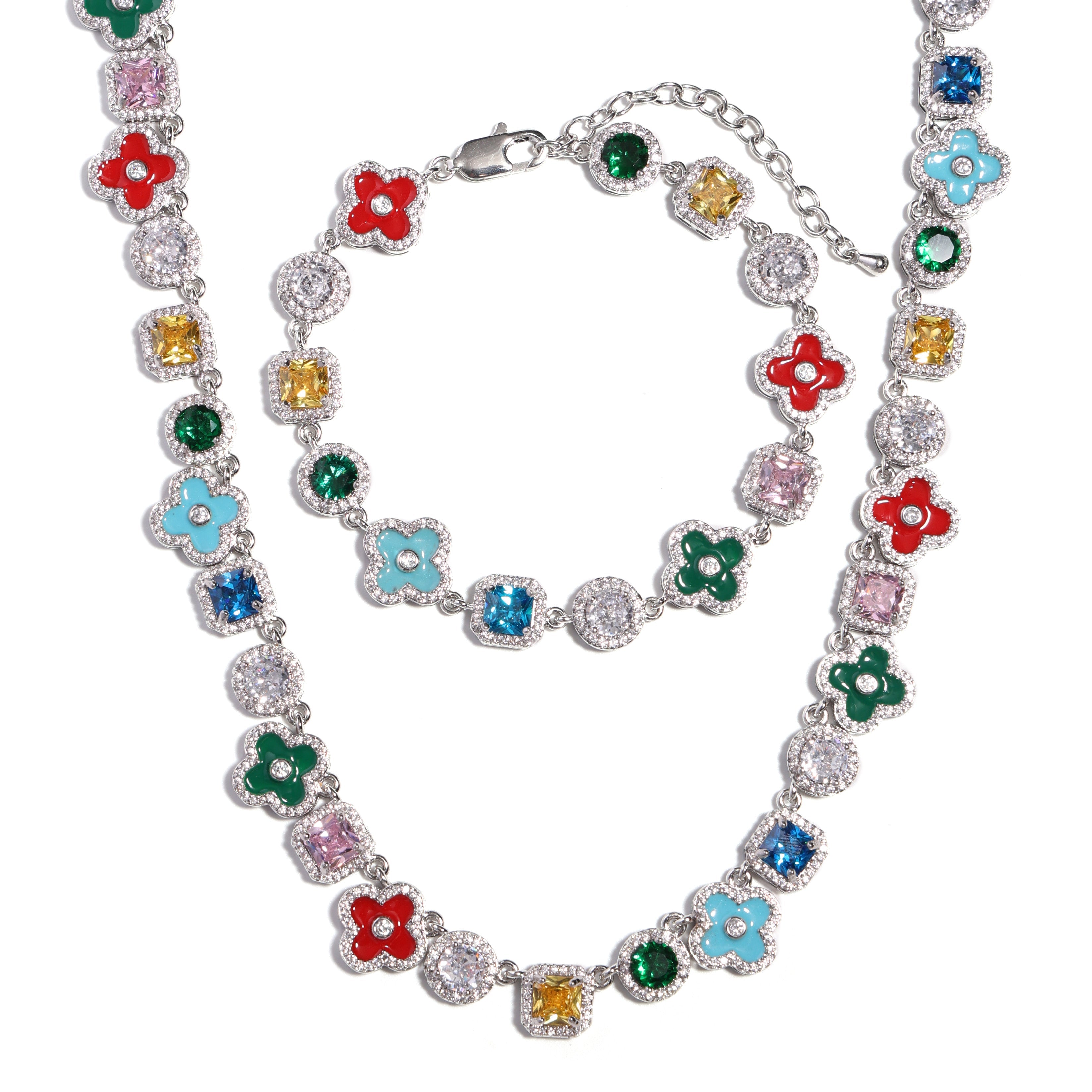 Mosaic Garden Gemstone Set ( Necklace＆ Bracelet)