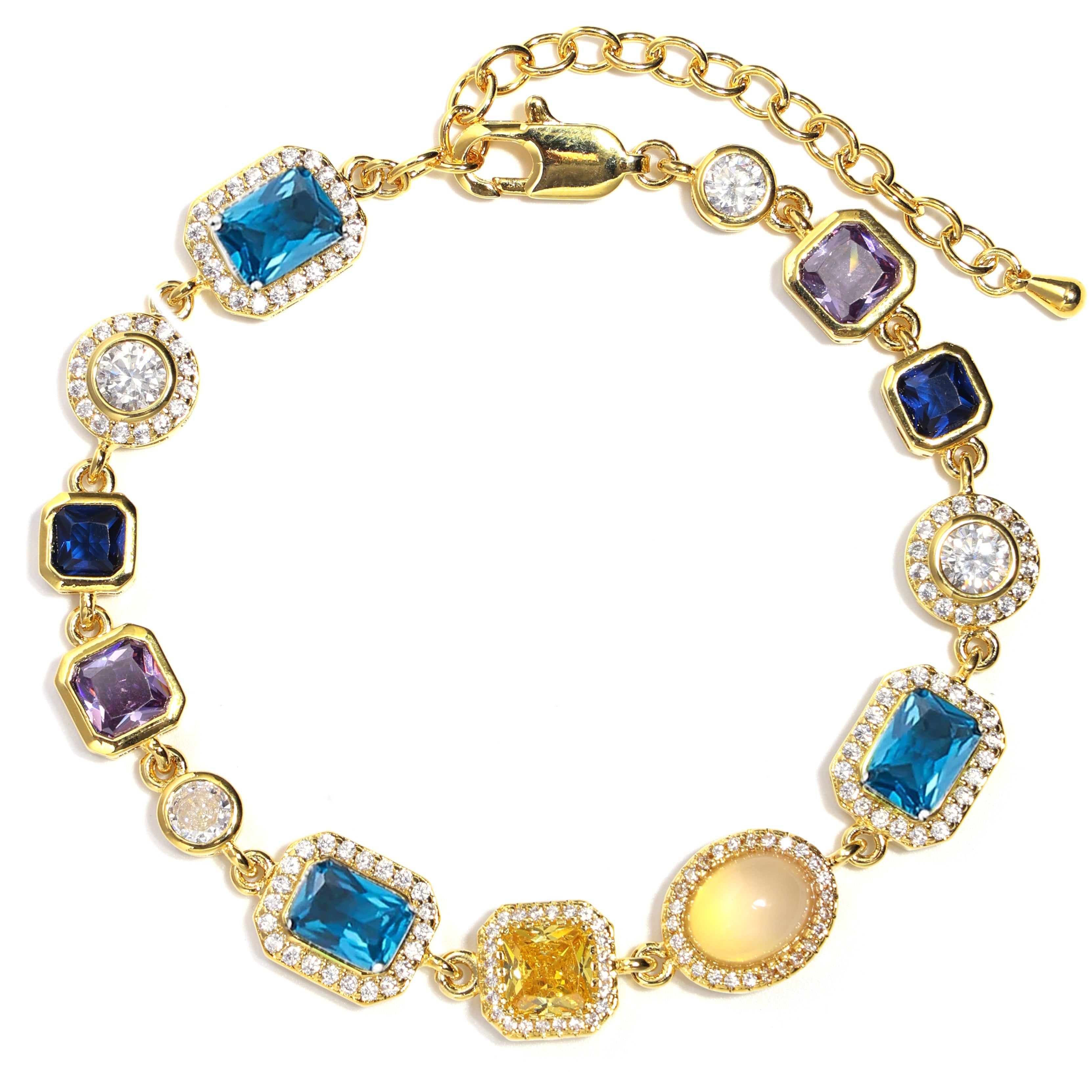 Sapphire Skies and Golden Sunbeams Gemstone Bracelet