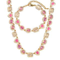 Sakura Dream Pink Gemstone Set ( Necklace＆ Bracelet)