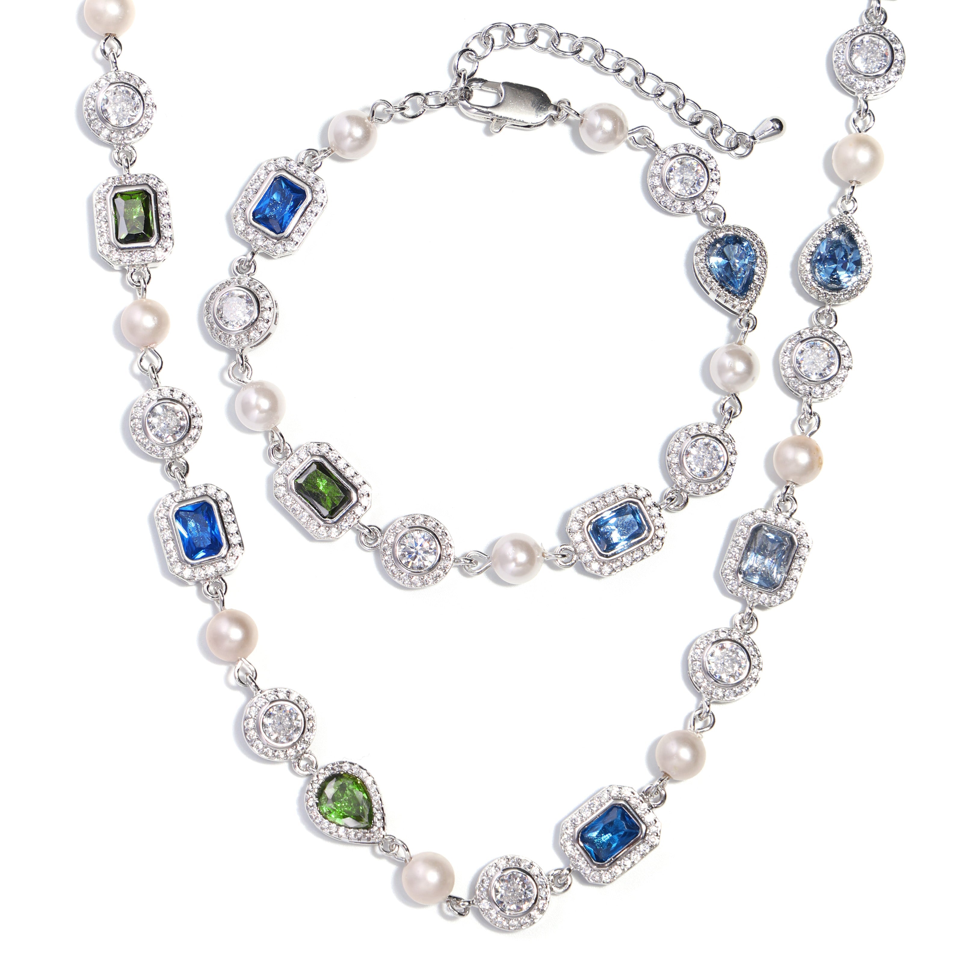 Blue & Green Mixed Gemstone Bracelet