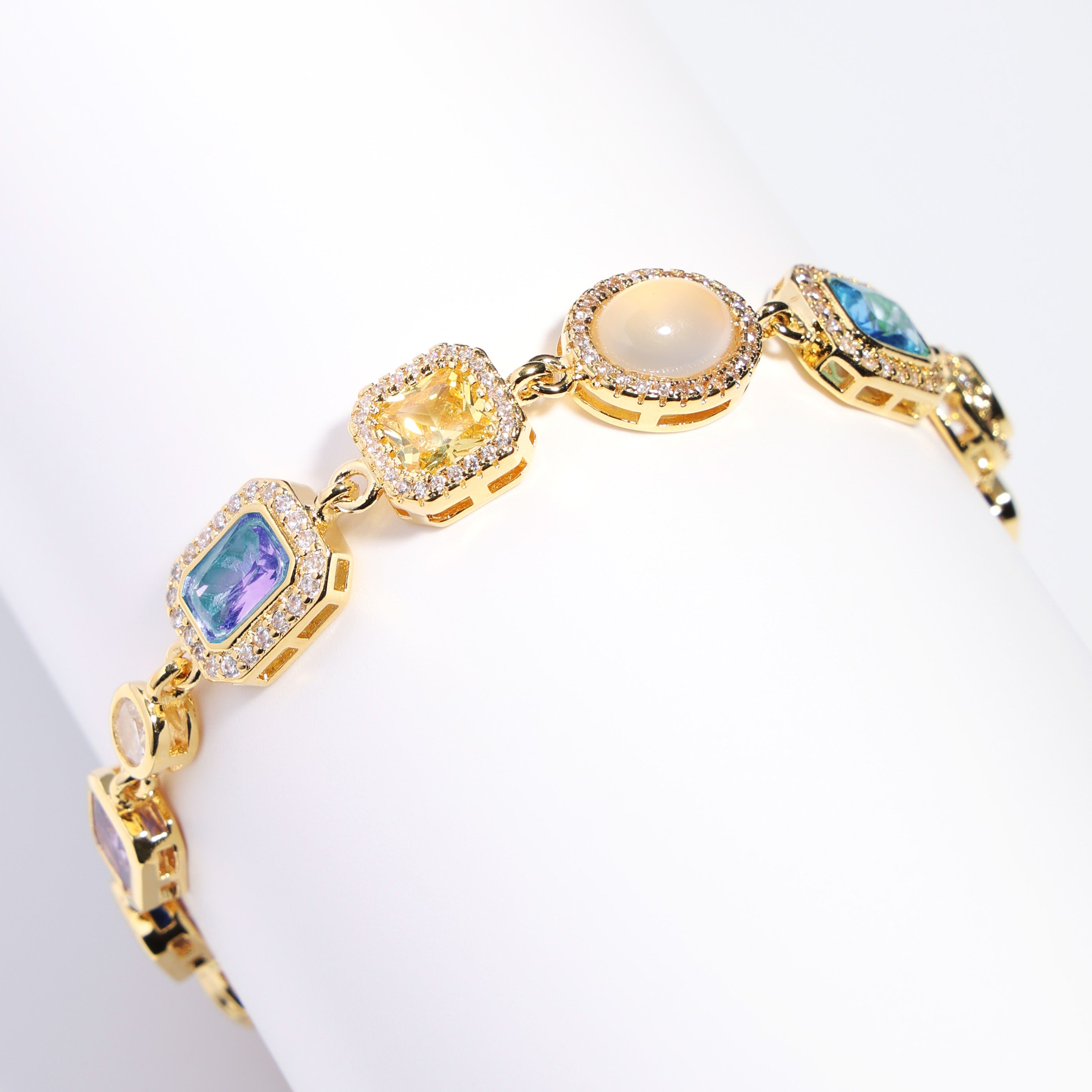 Sapphire Skies and Golden Sunbeams Gemstone Bracelet