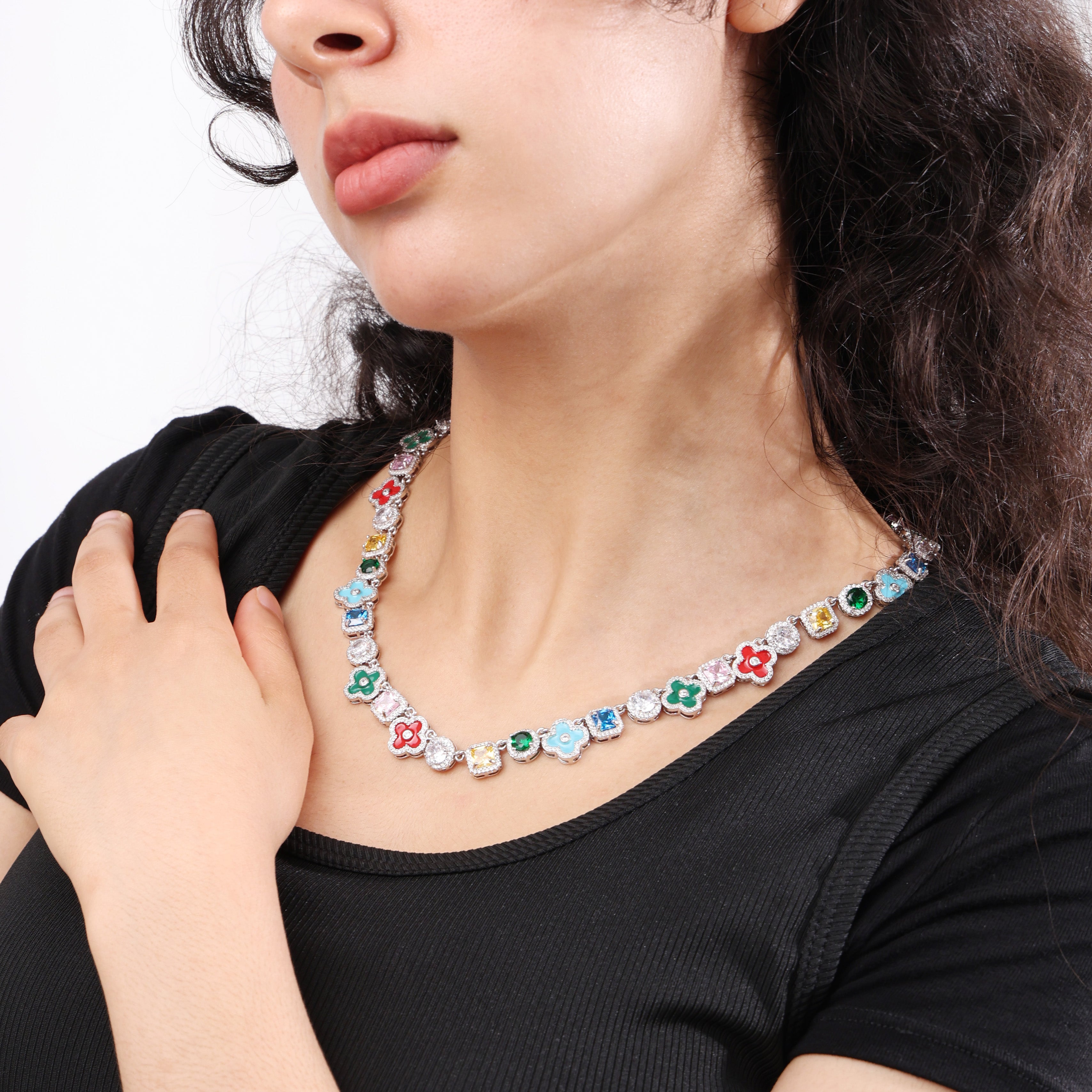 Mosaic Garden Gemstone Necklace