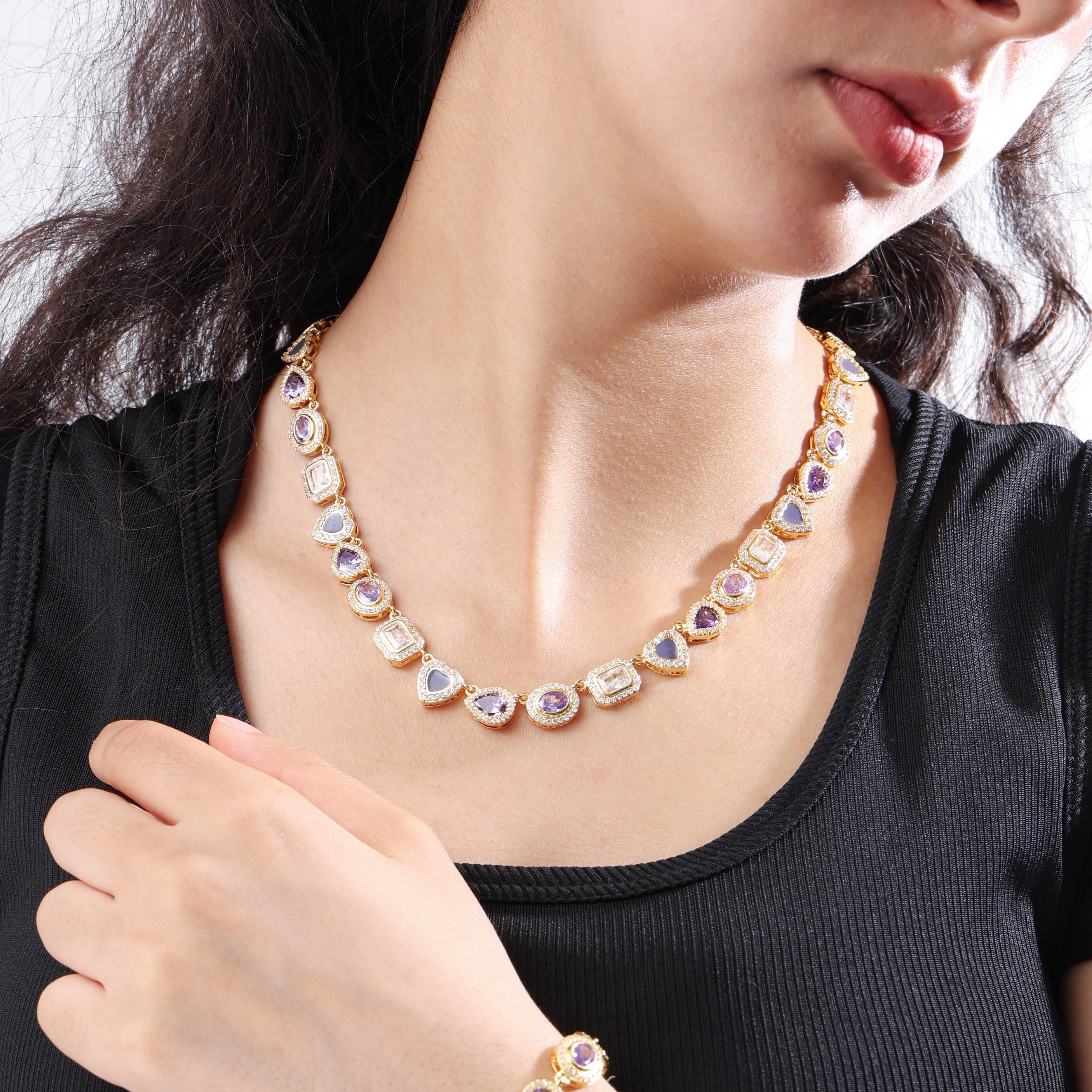 Lavender Dream Purple Gemstone Set ( Necklace＆ Bracelet)