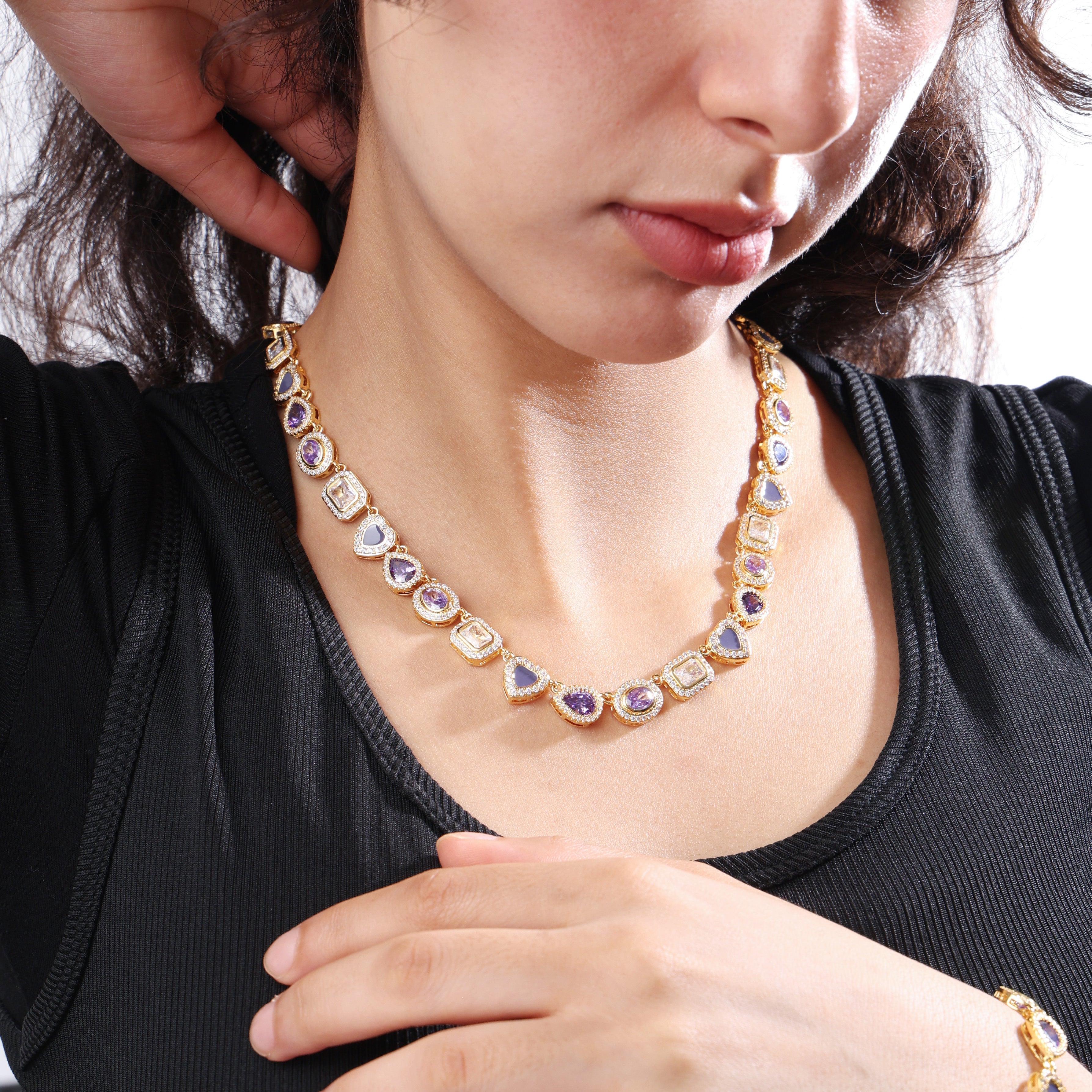 Lavender Dream Purple Gemstone Set ( Necklace＆ Bracelet)