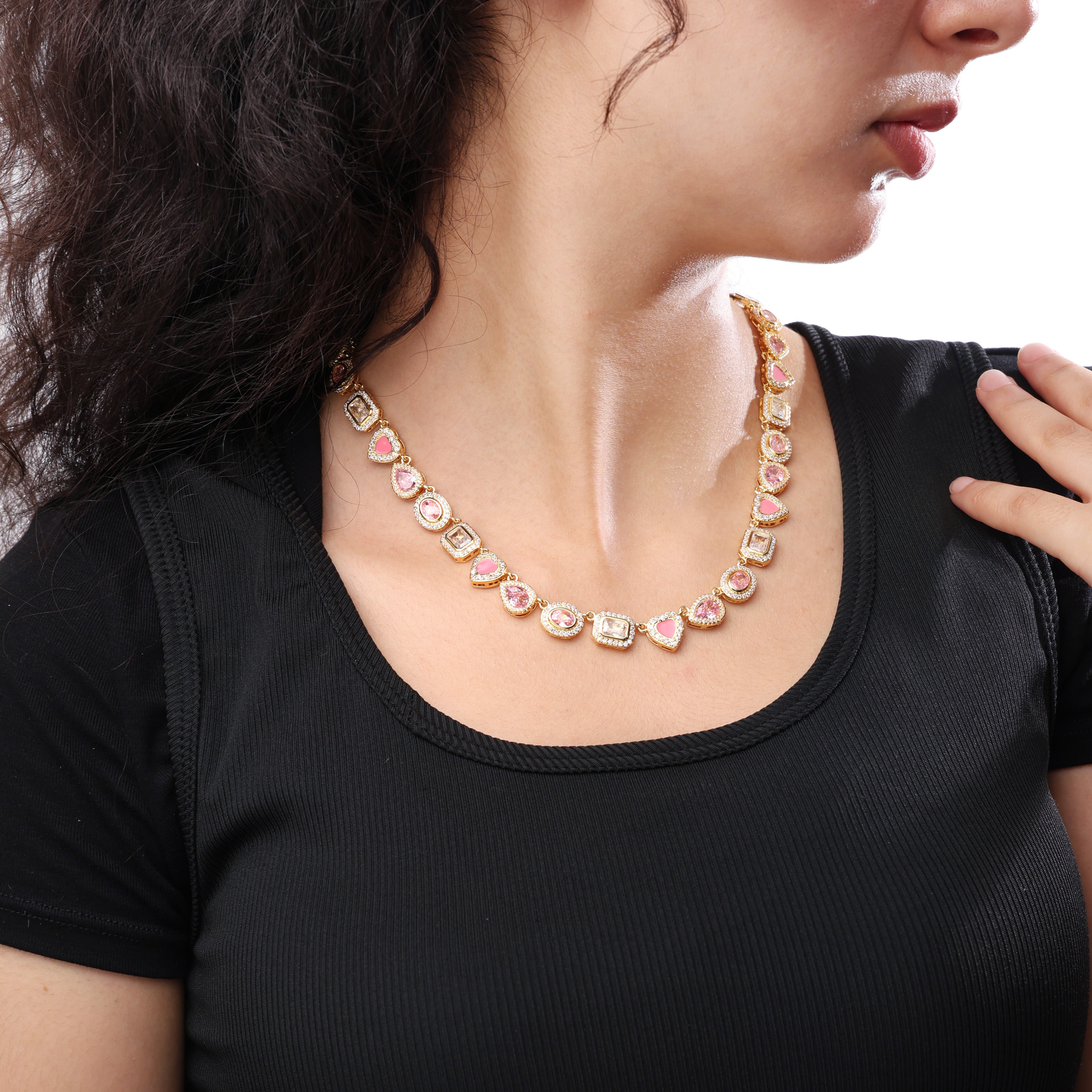 Sakura Dream Pink Gemstone Set ( Necklace＆ Bracelet)