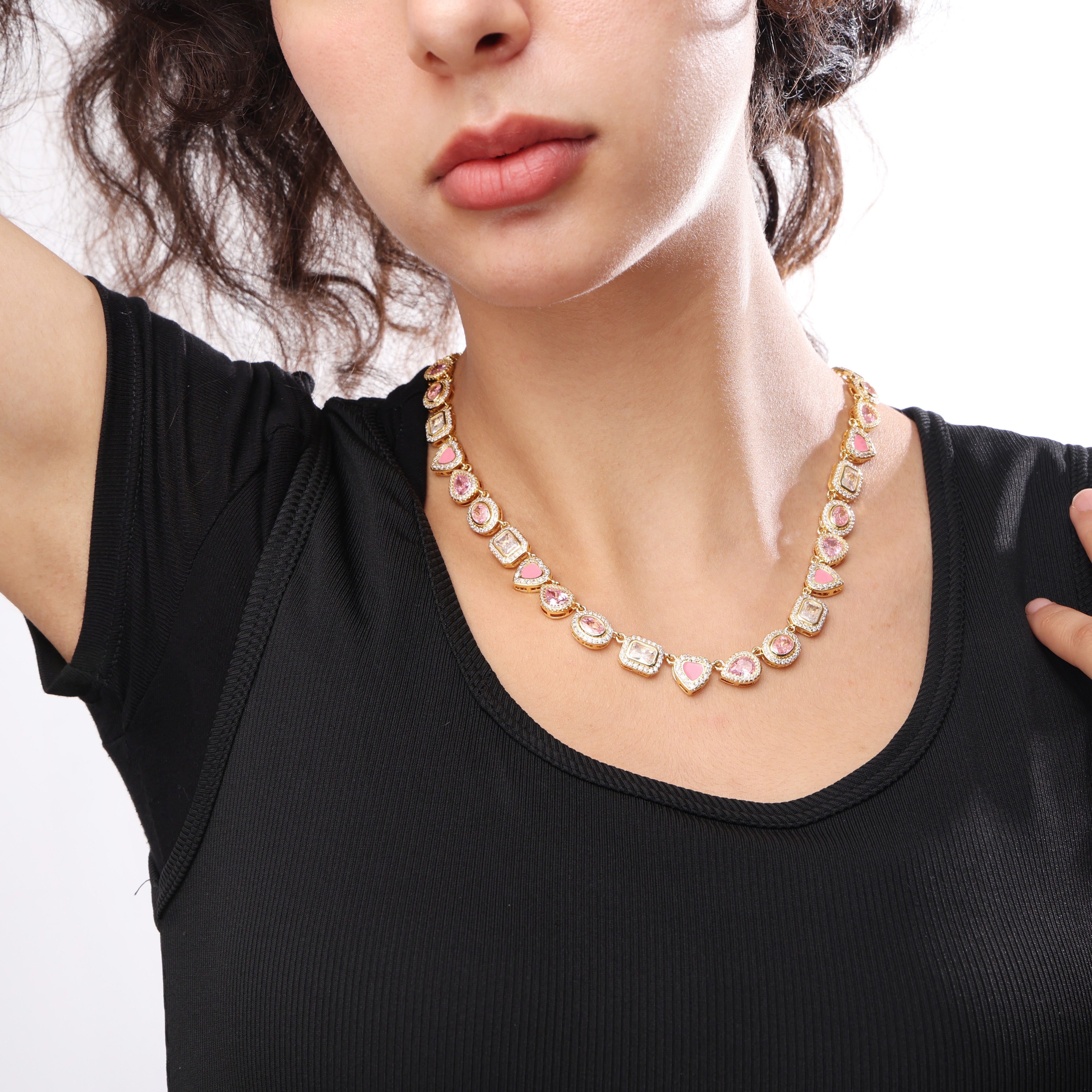 Sakura Dream Pink Gemstone Set ( Necklace＆ Bracelet)