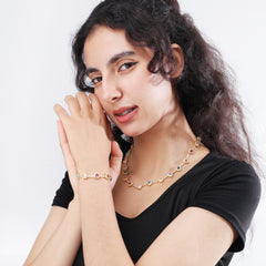 Heart Shaped Colorful Synthetic Decorated Necklace Set