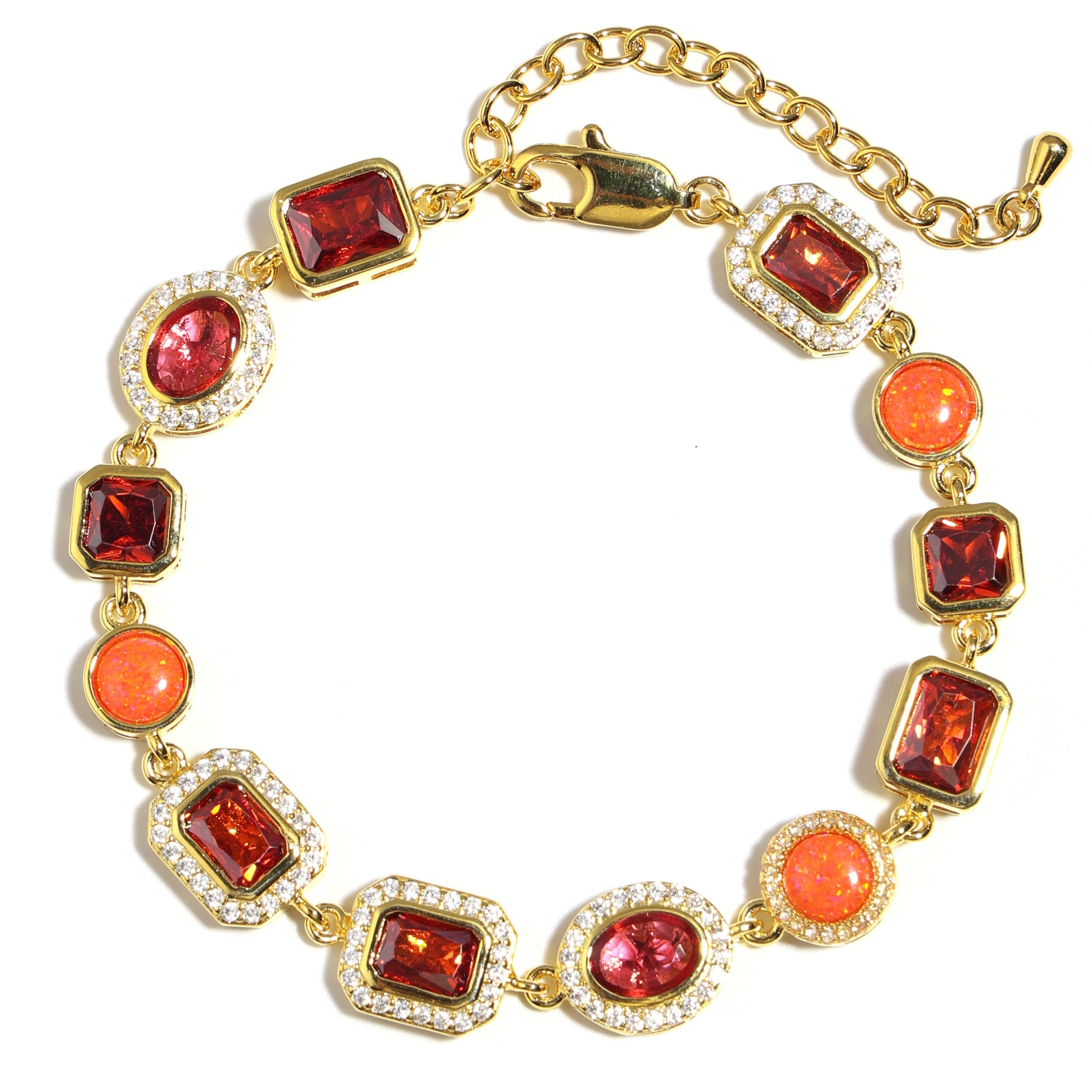 Sunrise Glow Red Gemstone Necklace Set