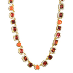 Sunrise Glow Red Gemstone Necklace Set