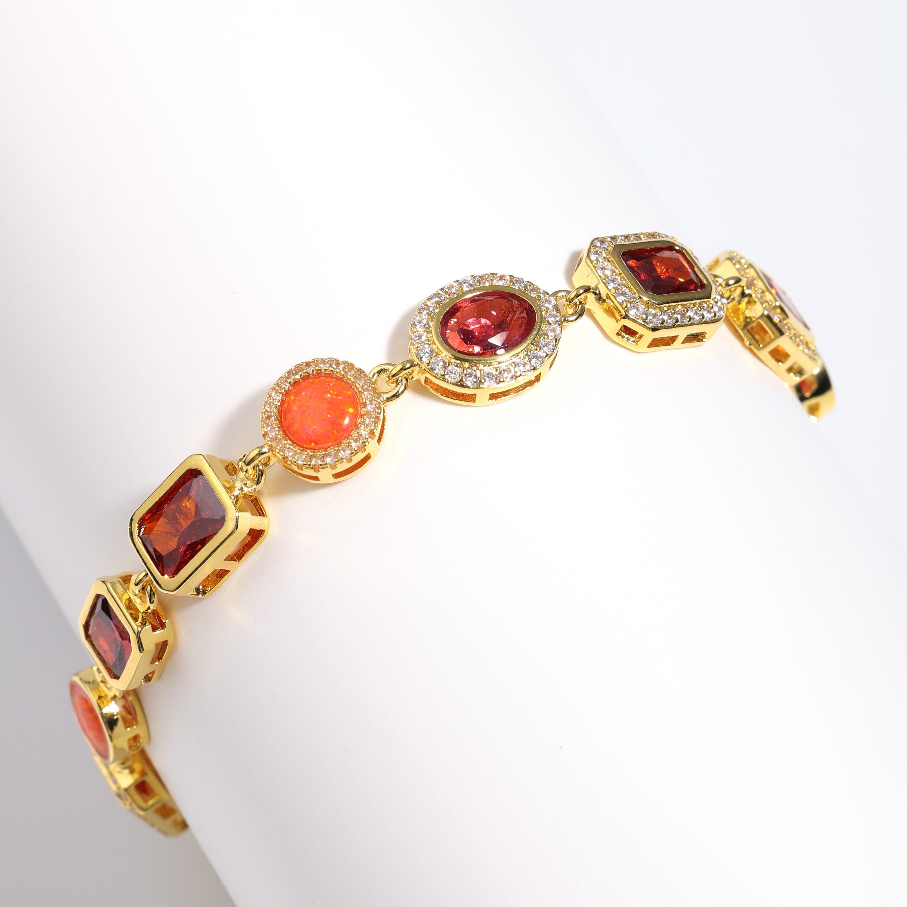 Sunrise Glow Red Gemstone Necklace Set
