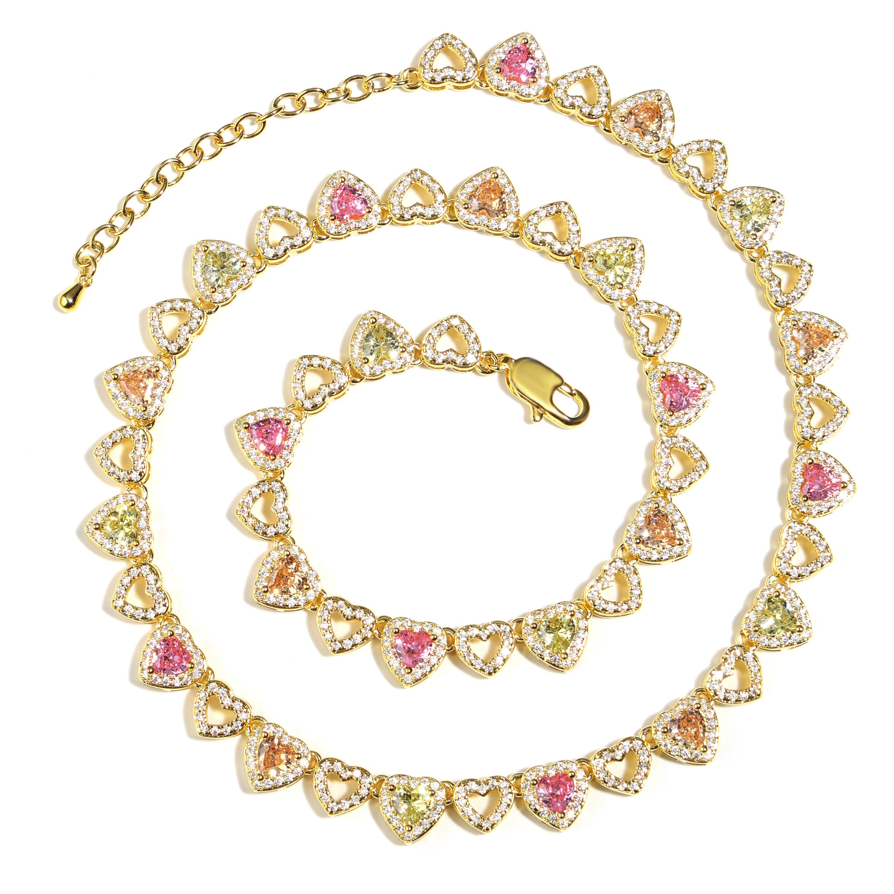 Rainbow Hearts Multicolor Tourmaline Necklace