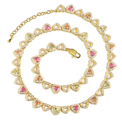 Rainbow Hearts Multicolor Tourmaline Necklace