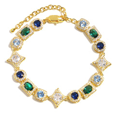 Geometric Colored Gemstone Necklace (Unisex)