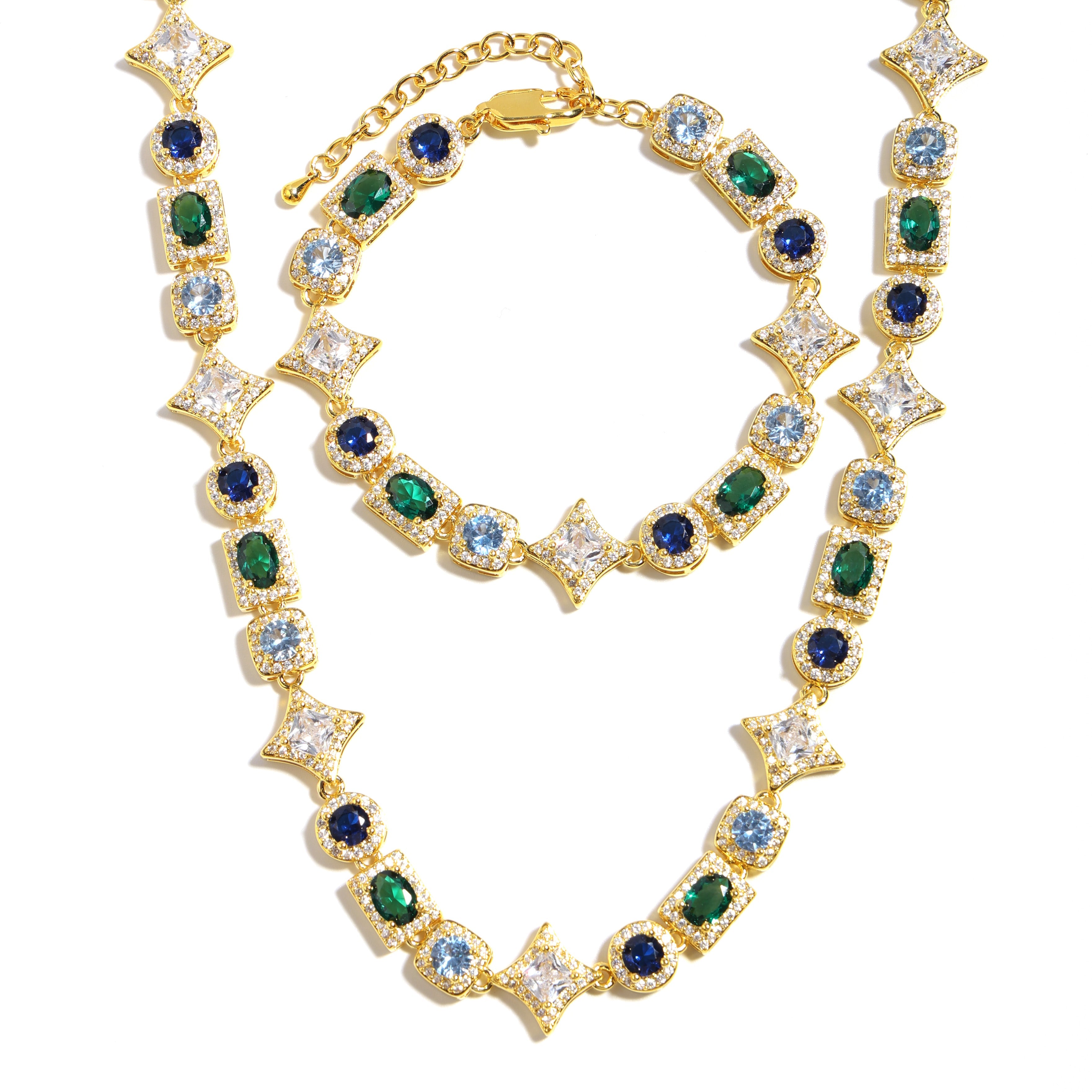Geometric Colored Gemstone Necklace (Unisex)