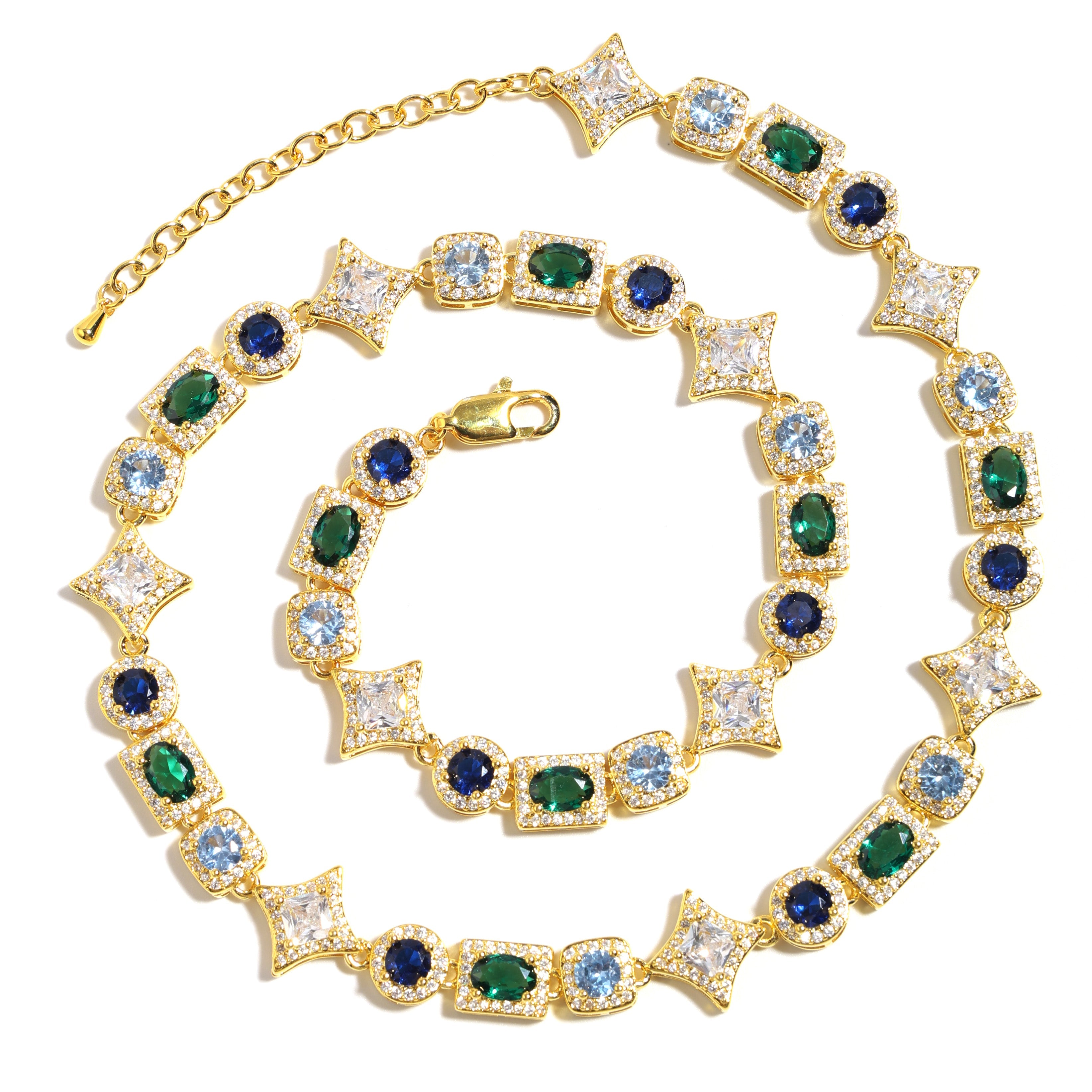 Geometric Colored Gemstone Necklace (Unisex)