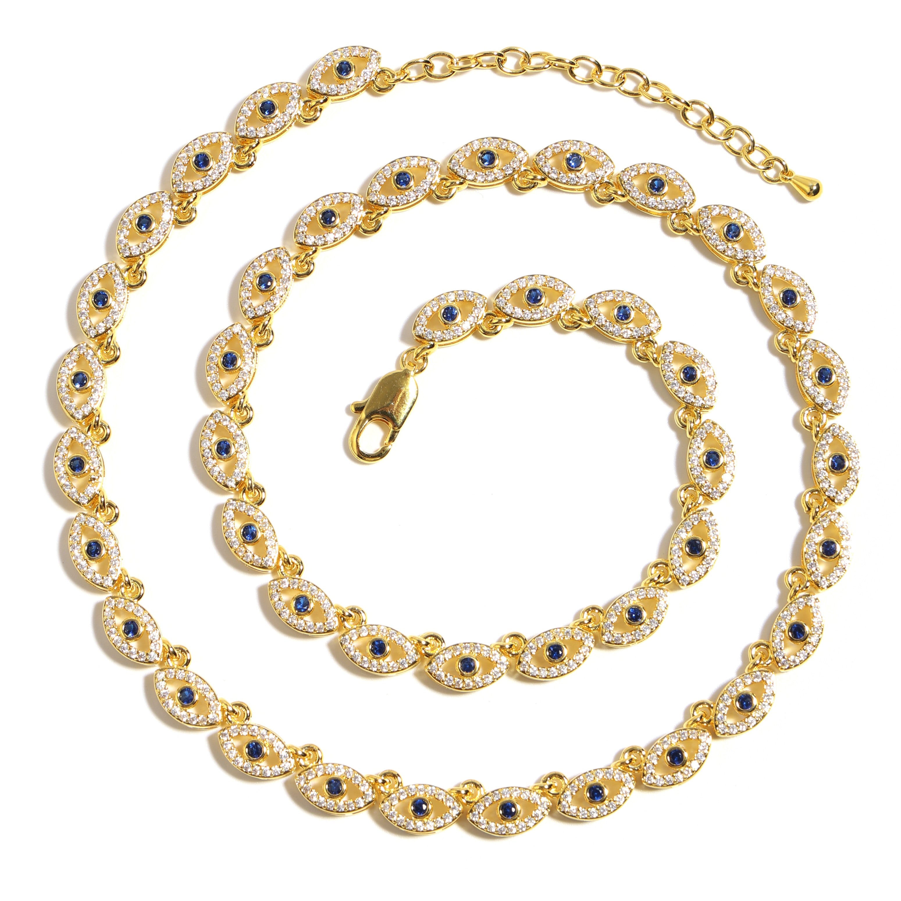 Gold Evil Eye Gemstone Necklace