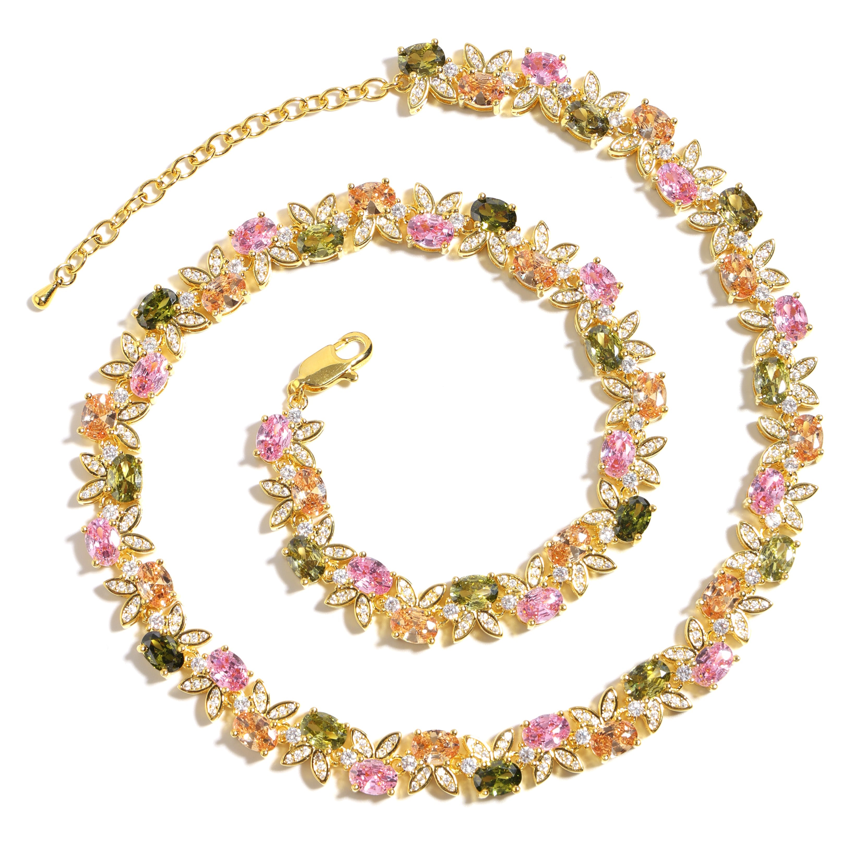Whimsical Charm Bunny Tourmaline Necklace Set