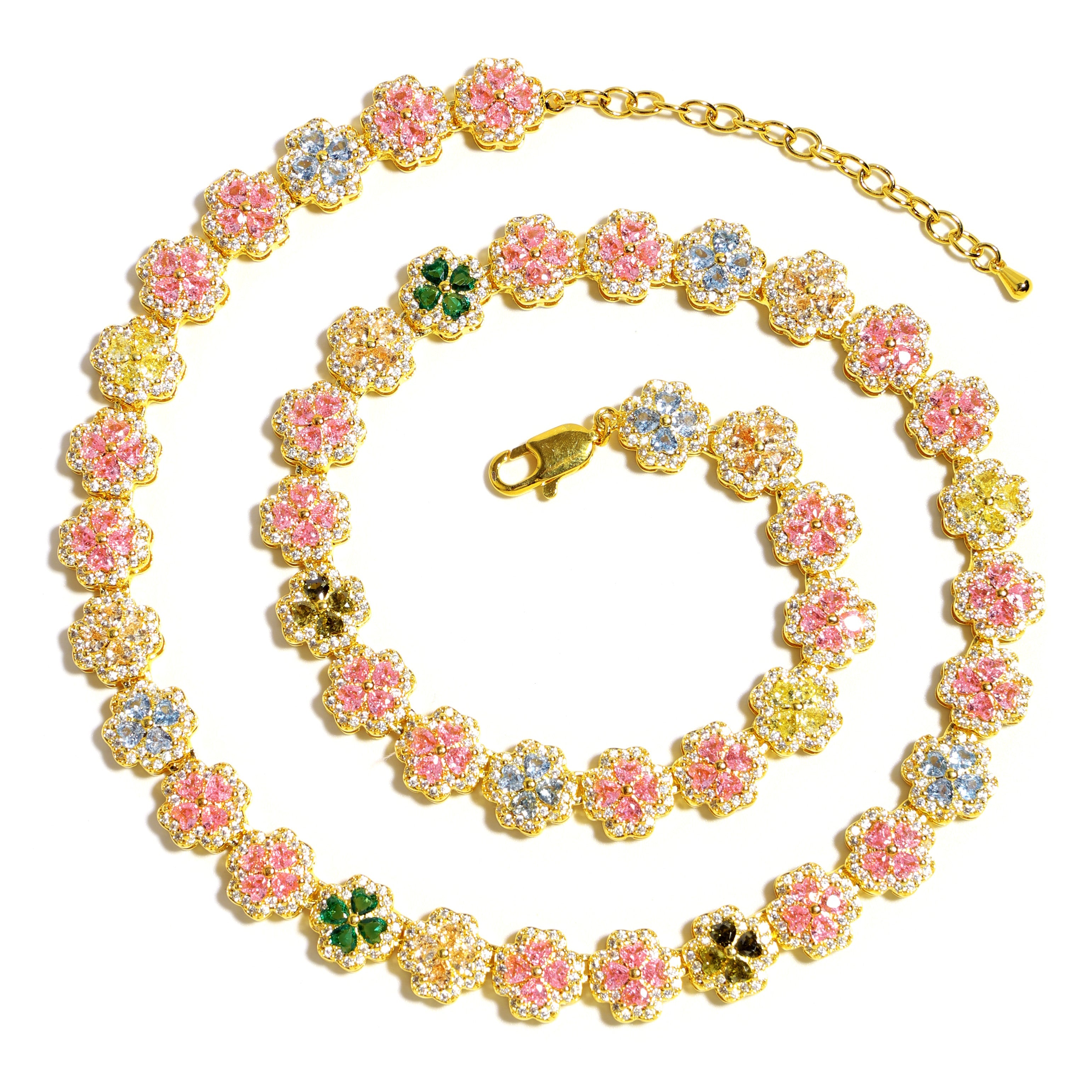 Pink Blossom Garden Tourmaline Charm Necklace