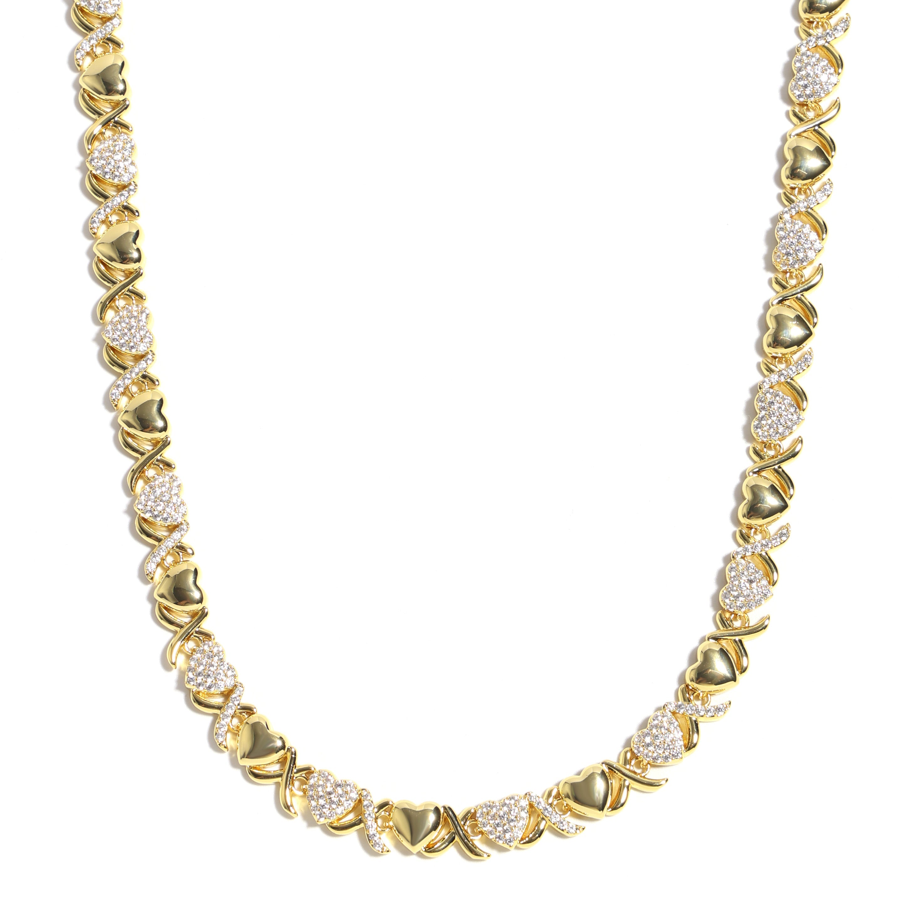 Gold XOXO Diamond Gemstone Necklace