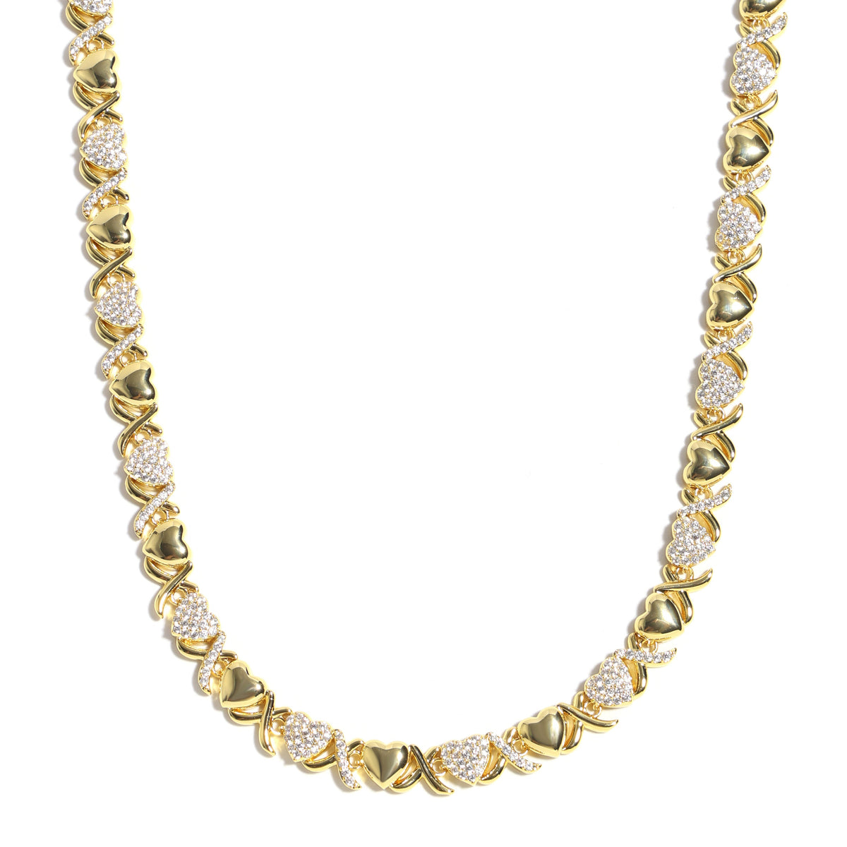 Gold XOXO Diamond Gemstone Necklace