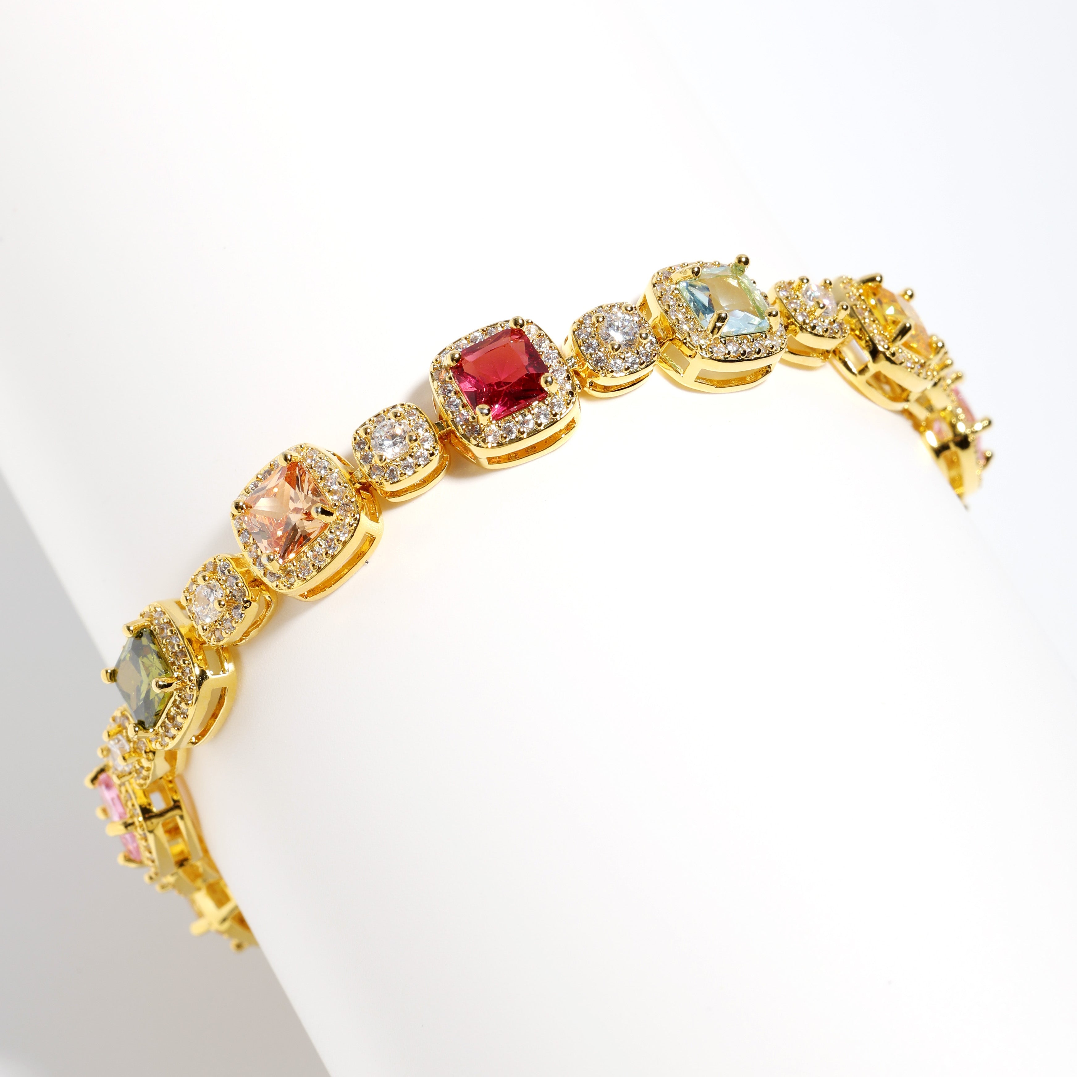 Candy-colored Sweet Square Tourmaline Necklace
