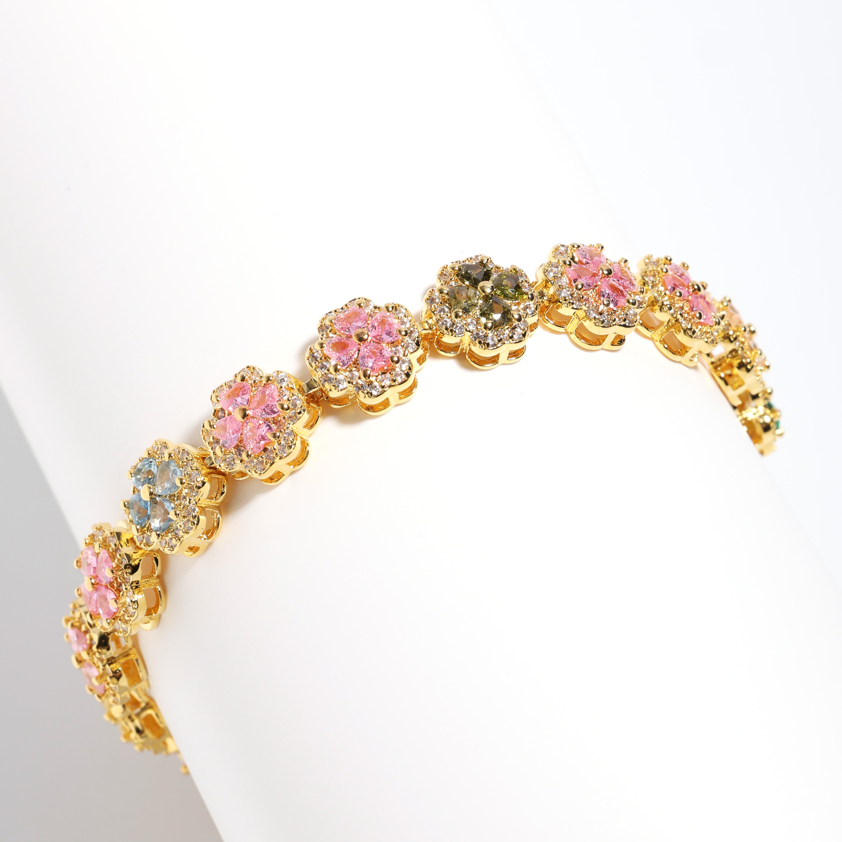 Pink Blossom Garden Tourmaline Charm Necklace