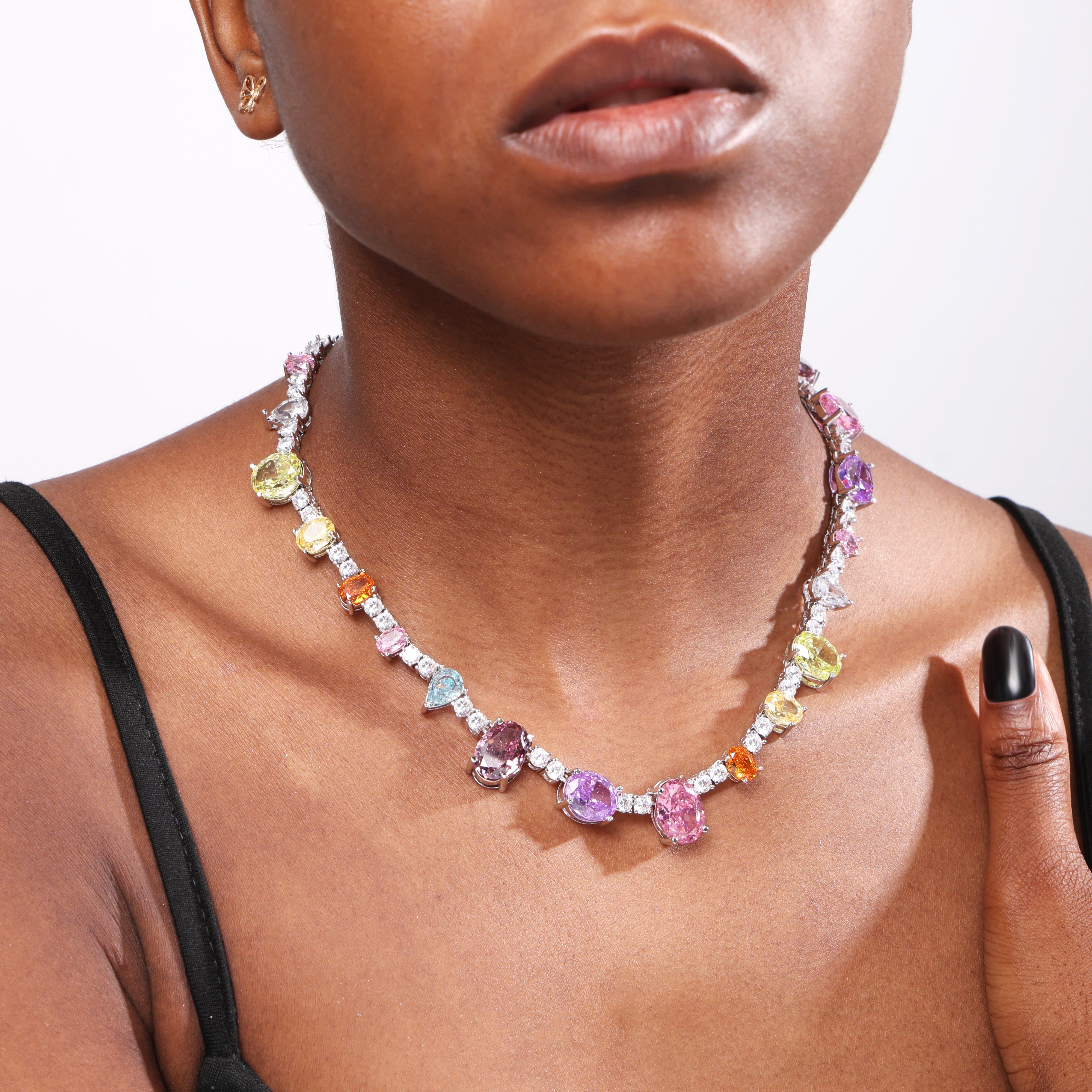 Colorful Dream Princess Gemstone Tennis Necklace