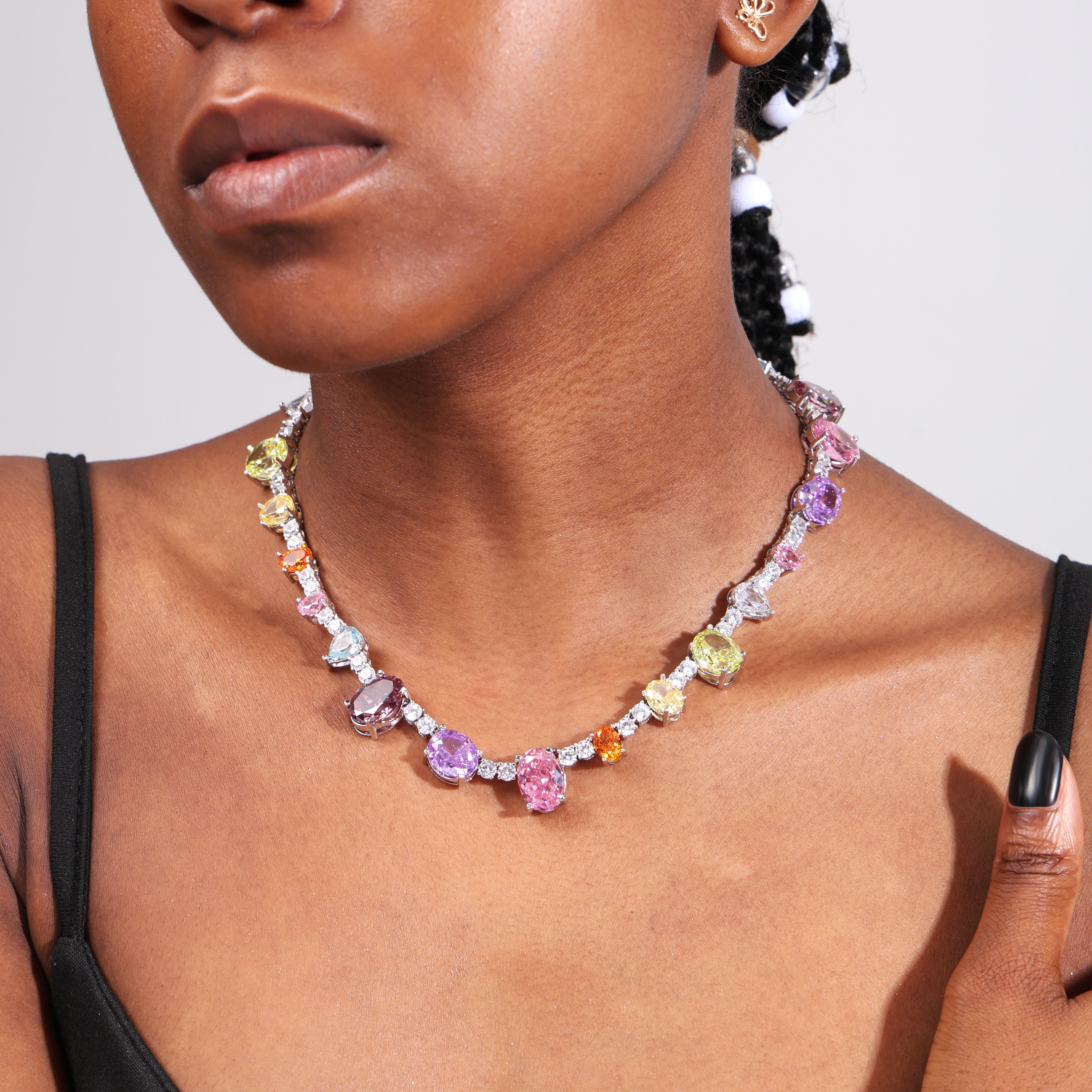 Colorful Dream Princess Gemstone Tennis Necklace