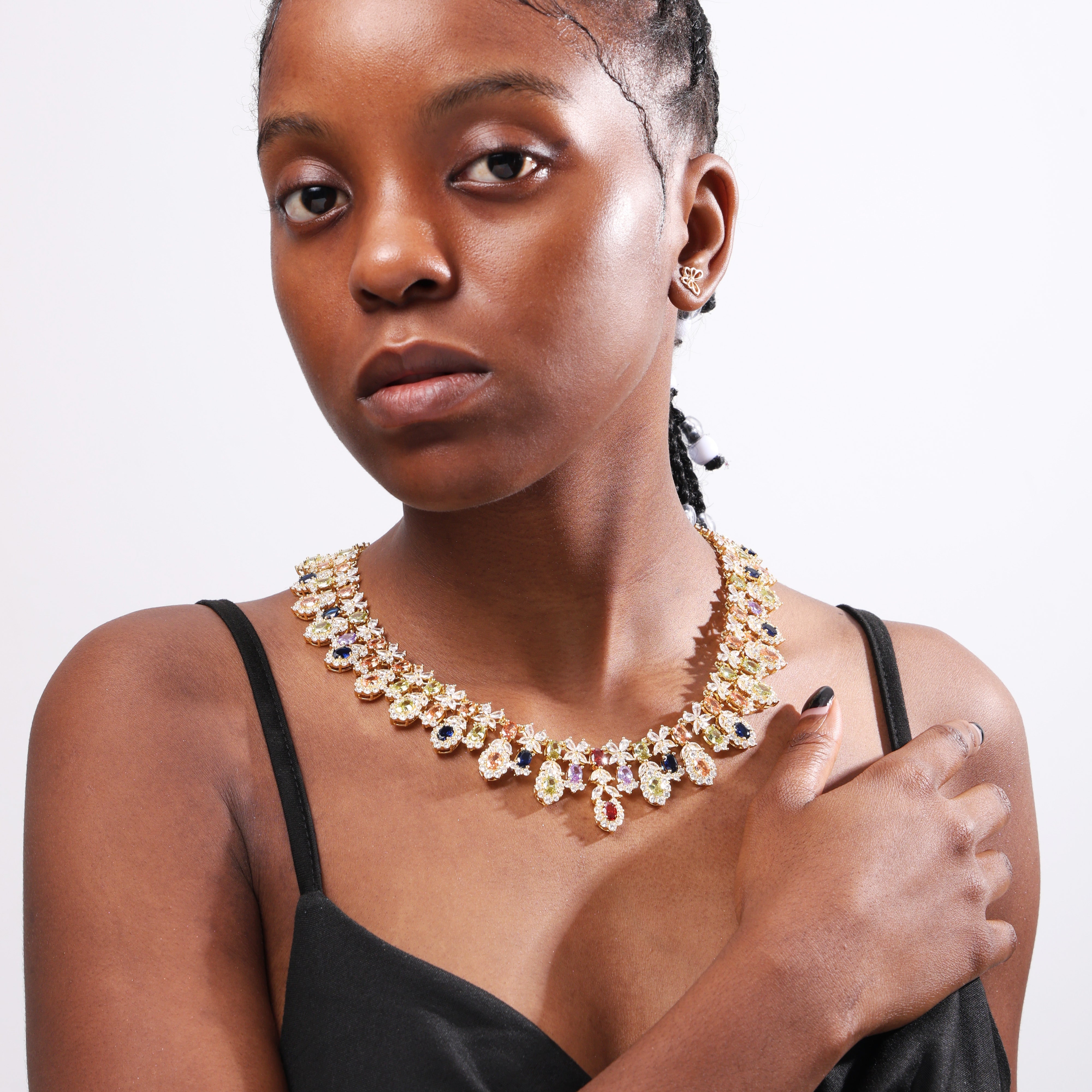 Royal Teardrop Splendor Statement Necklace
