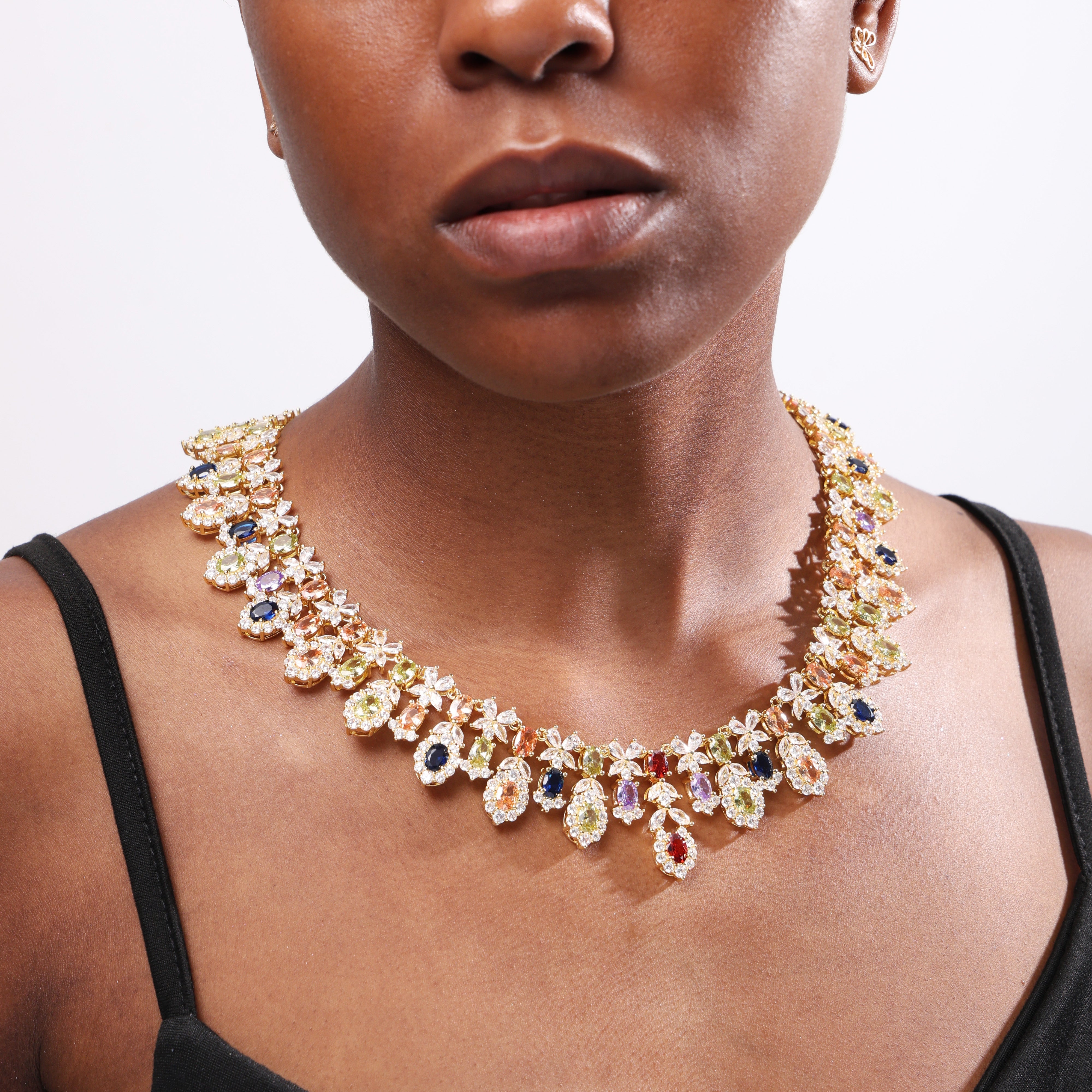 Royal Teardrop Splendor Statement Necklace