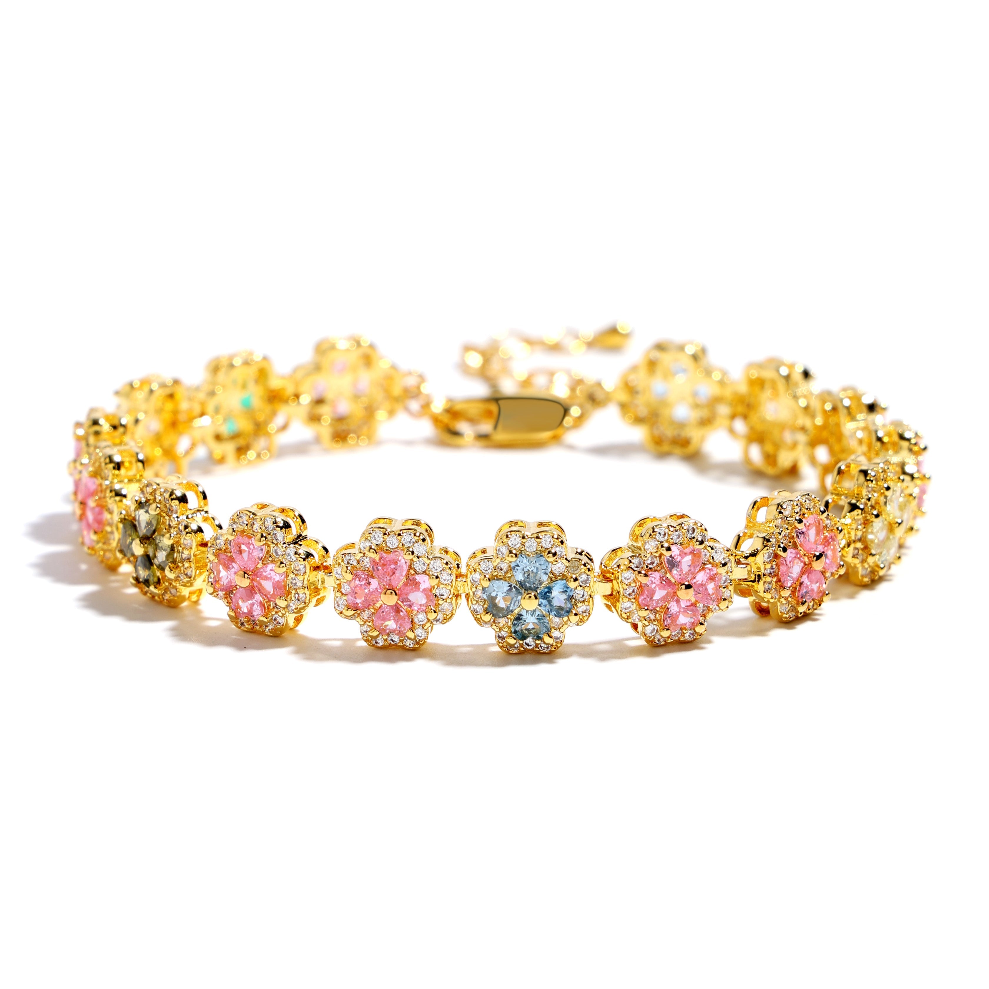 Pink Blossom Garden Tourmaline Charm Necklace