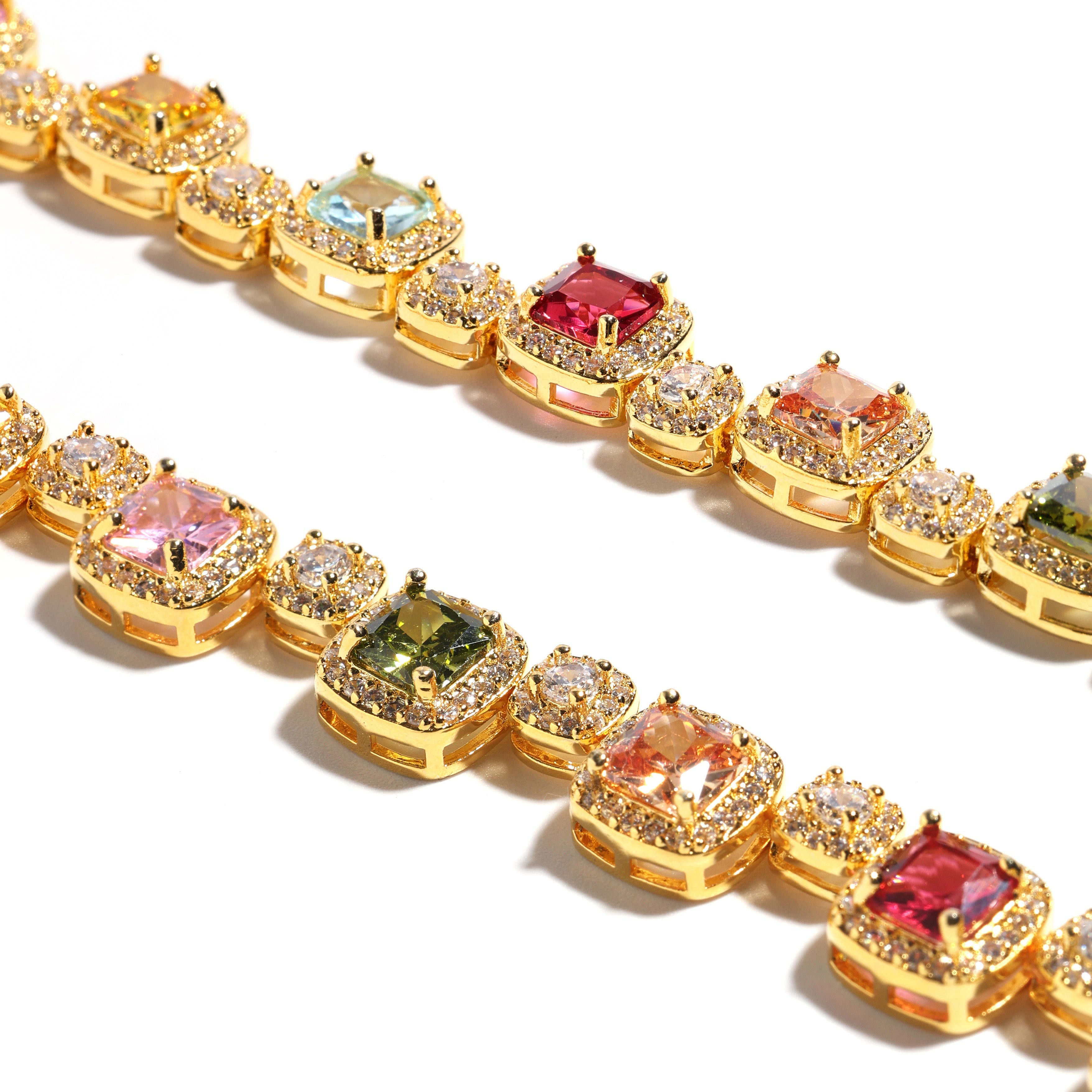 Candy-colored Sweet Square Tourmaline Necklace