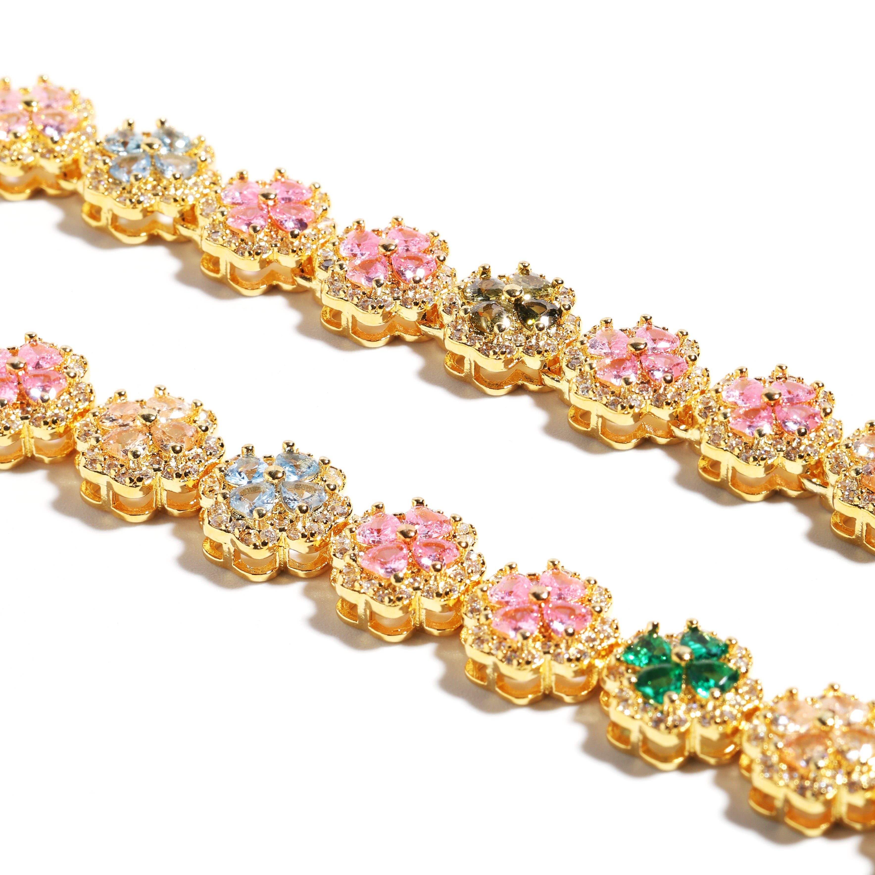 Pink Blossom Garden Tourmaline Charm Necklace