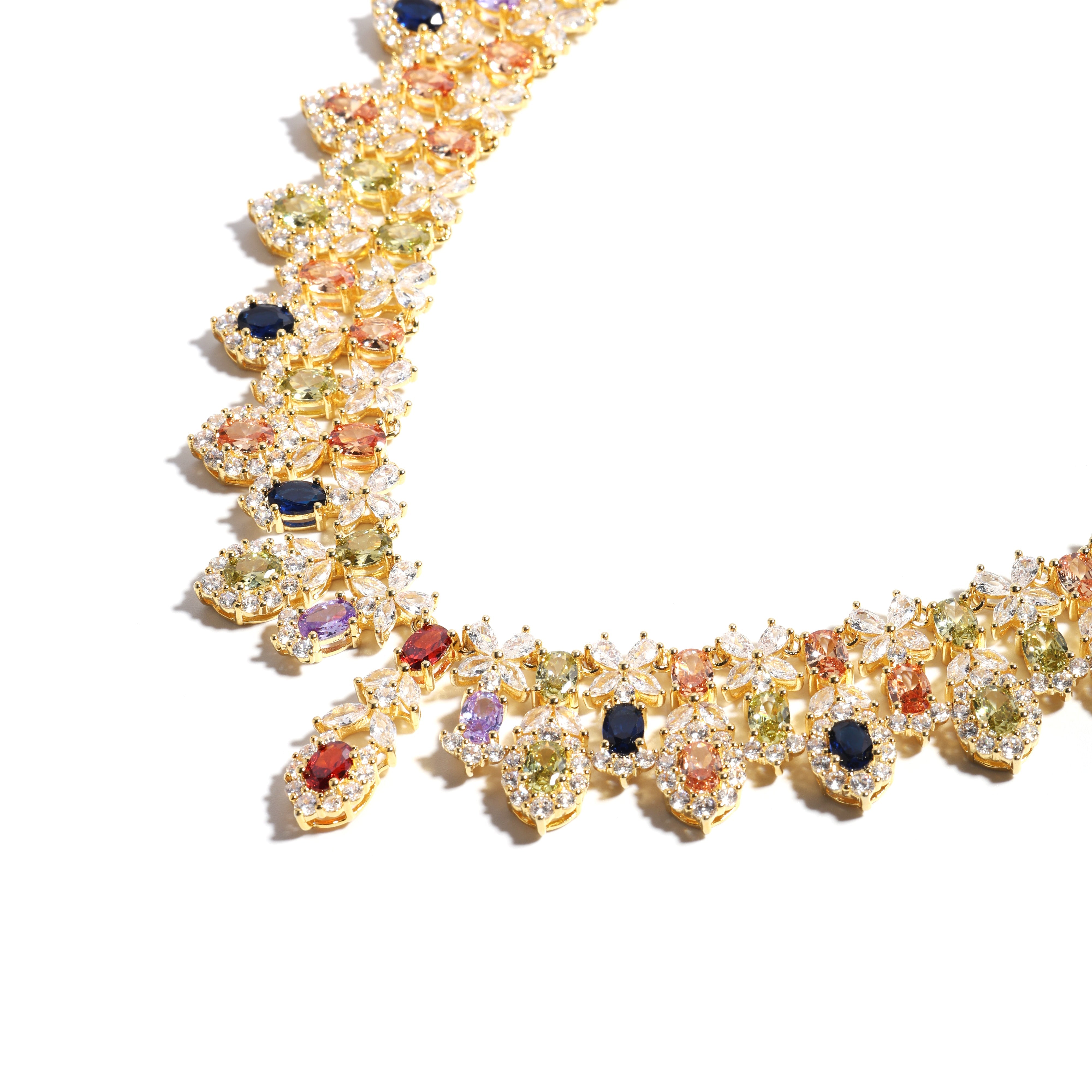 Royal Teardrop Splendor Statement Necklace