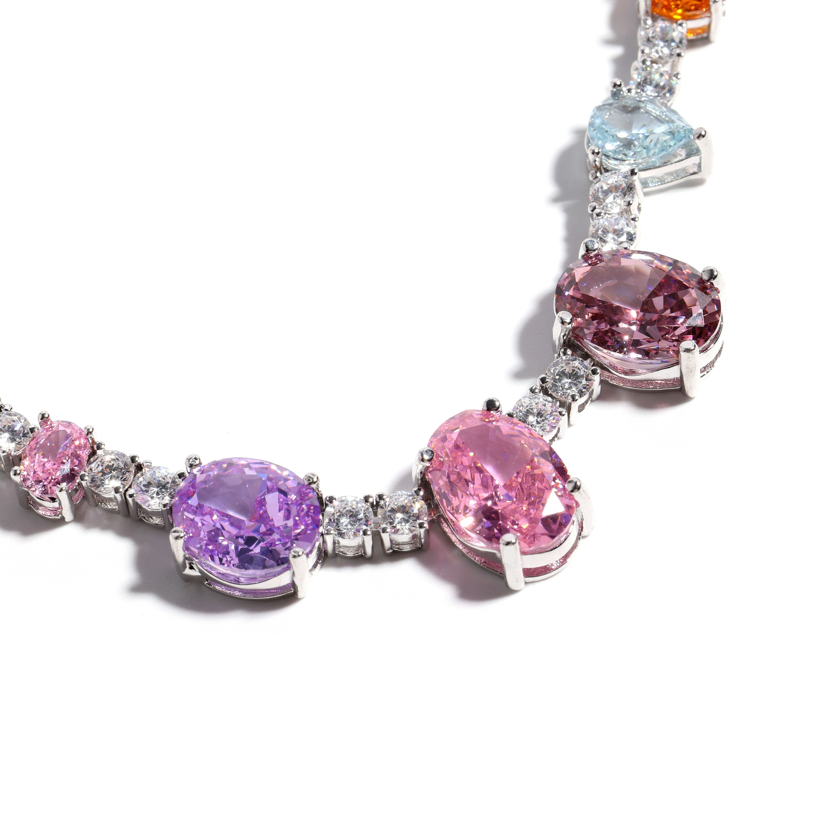 Colorful Dream Princess Gemstone Tennis Necklace