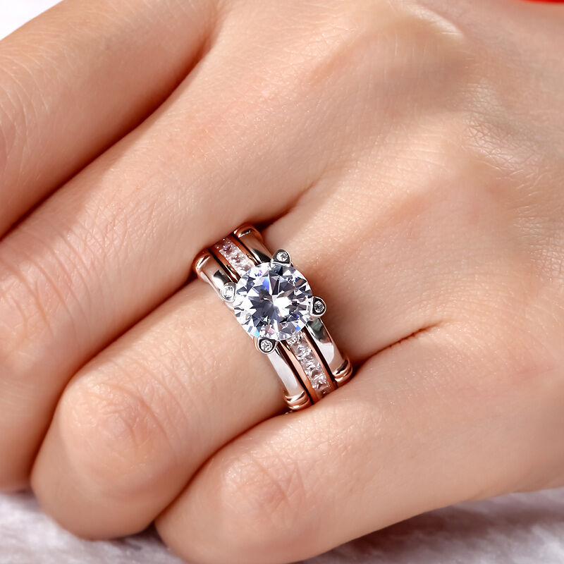 Knot Round Cut Sterling Silver Interchangeable Ring Set
