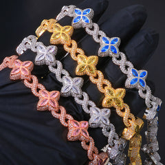 Multicolor Four-Leaf Clover Lucky Charm Gemstone Necklace