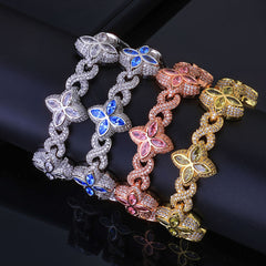 Multicolor Four-Leaf Clover Lucky Charm Gemstone Necklace