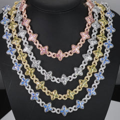 Multicolor Four-Leaf Clover Lucky Charm Gemstone Necklace