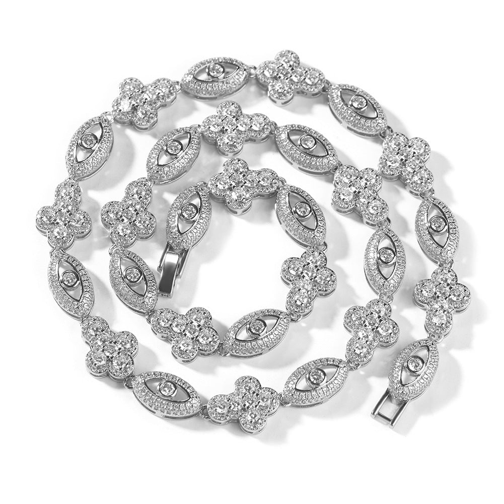 Sparkling Evil Eye & Cross Gemstone Necklace