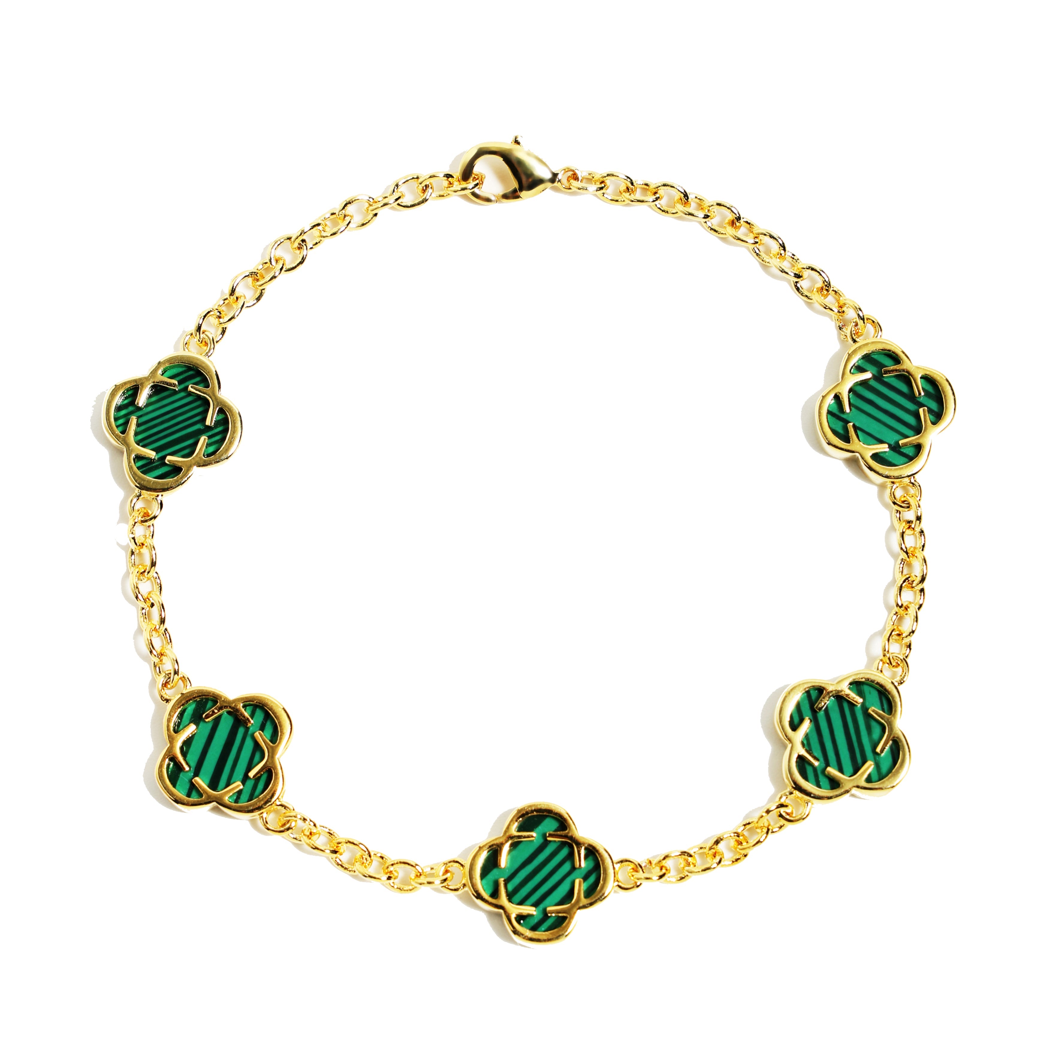 Malachite Clover Gemstone Necklace