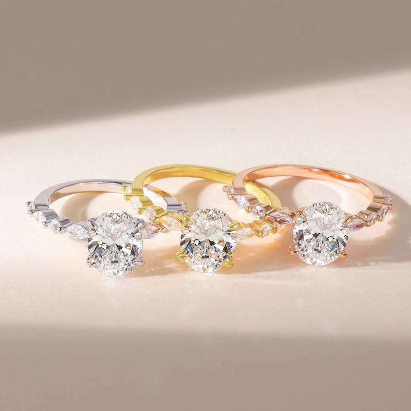 2CT Enagement Rings Oval Cut Promise Ring