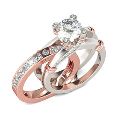 Knot Round Cut Sterling Silver Interchangeable Ring Set
