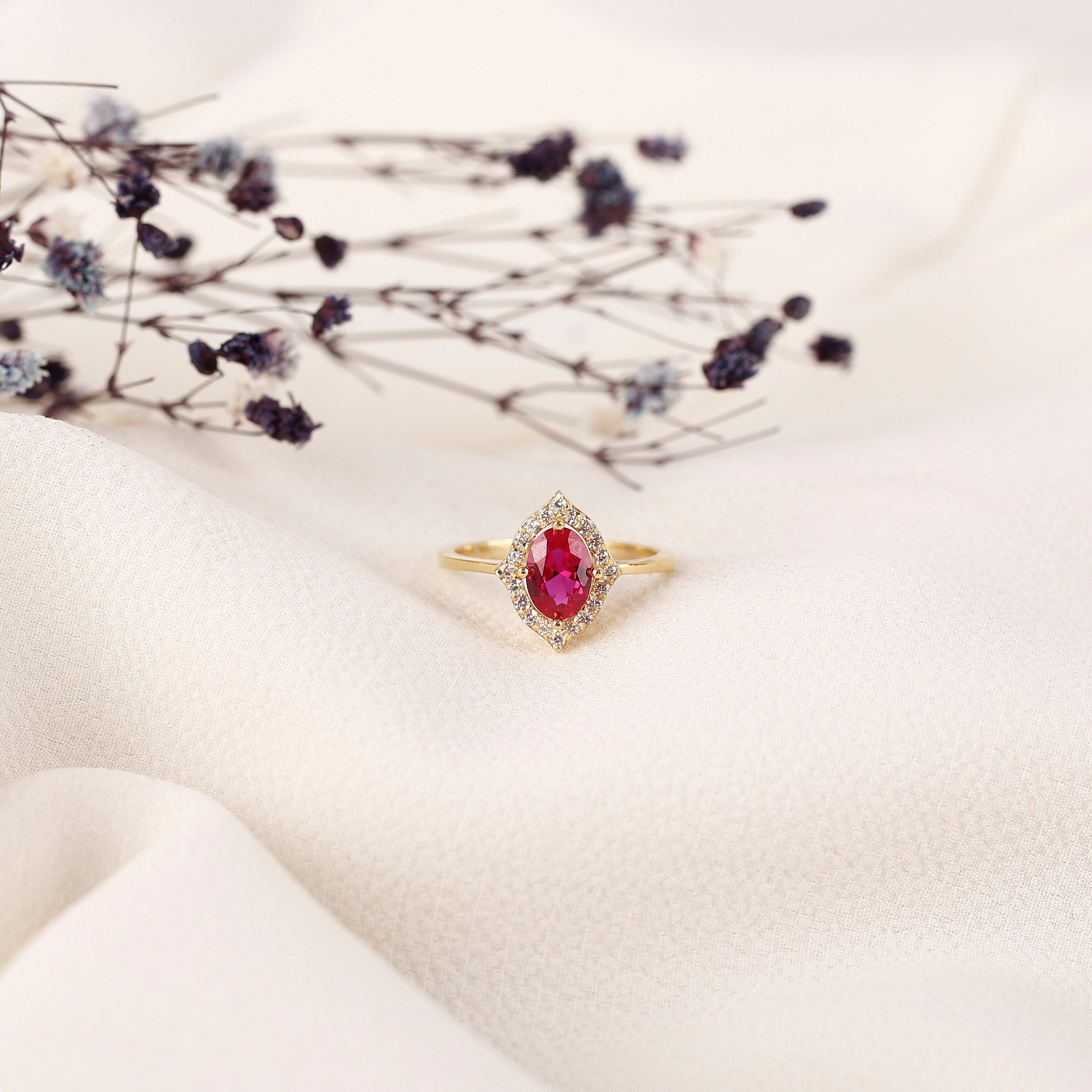 Oval Cut Ruby Wedding Ring