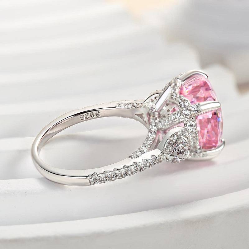 Royal Romantic Pink Stone Heart Cut Engagement Ring